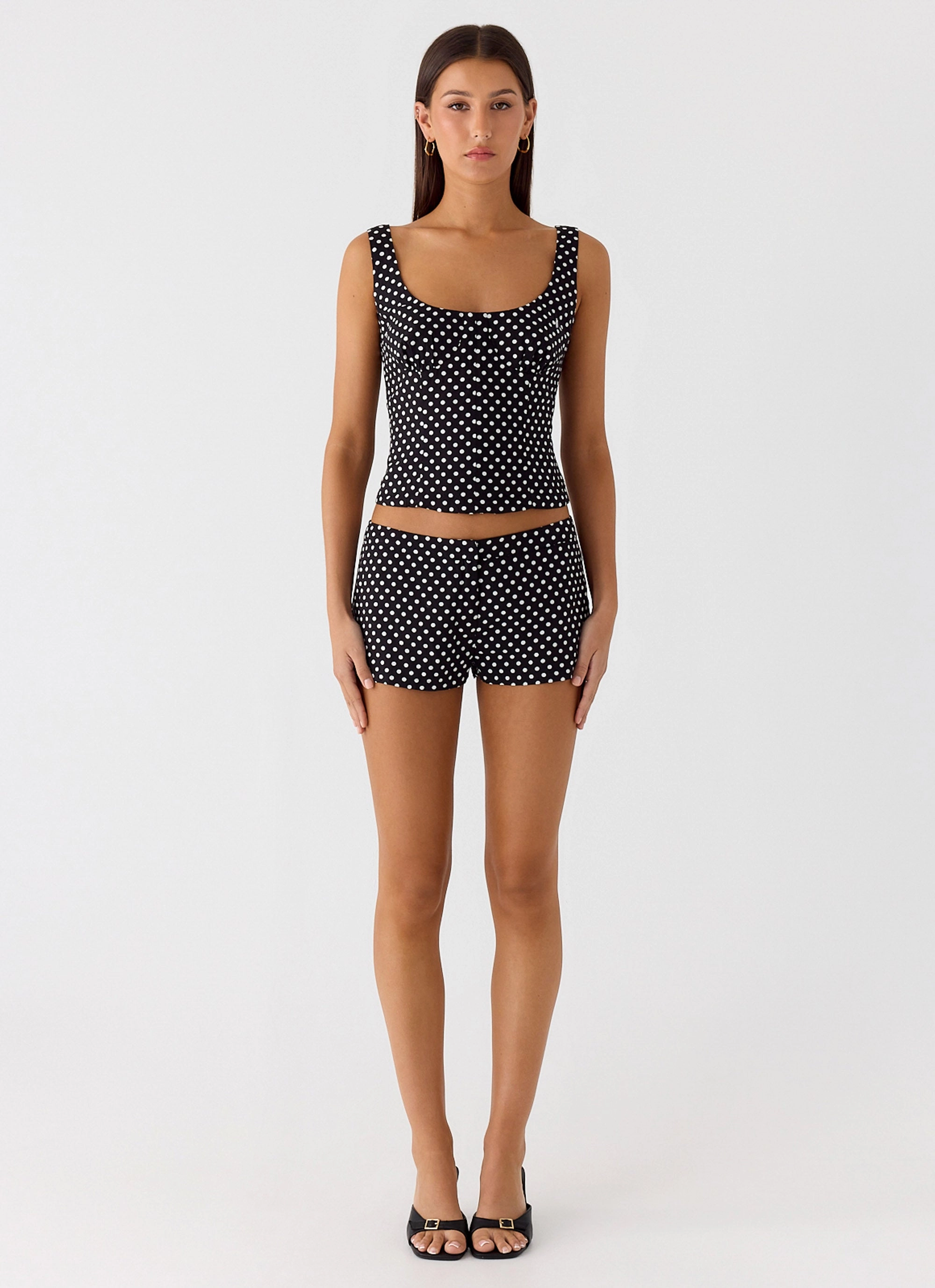 Coastline Mini Shorts - Black Polkadot Cozy Comfort