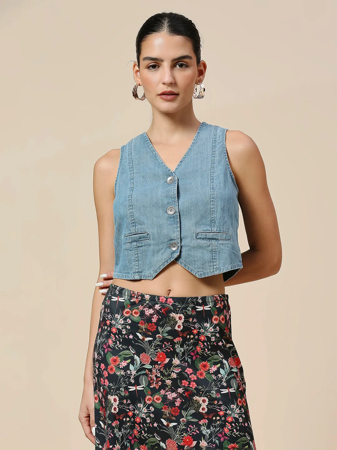 ICE WASH DENIM WAISTCOAT