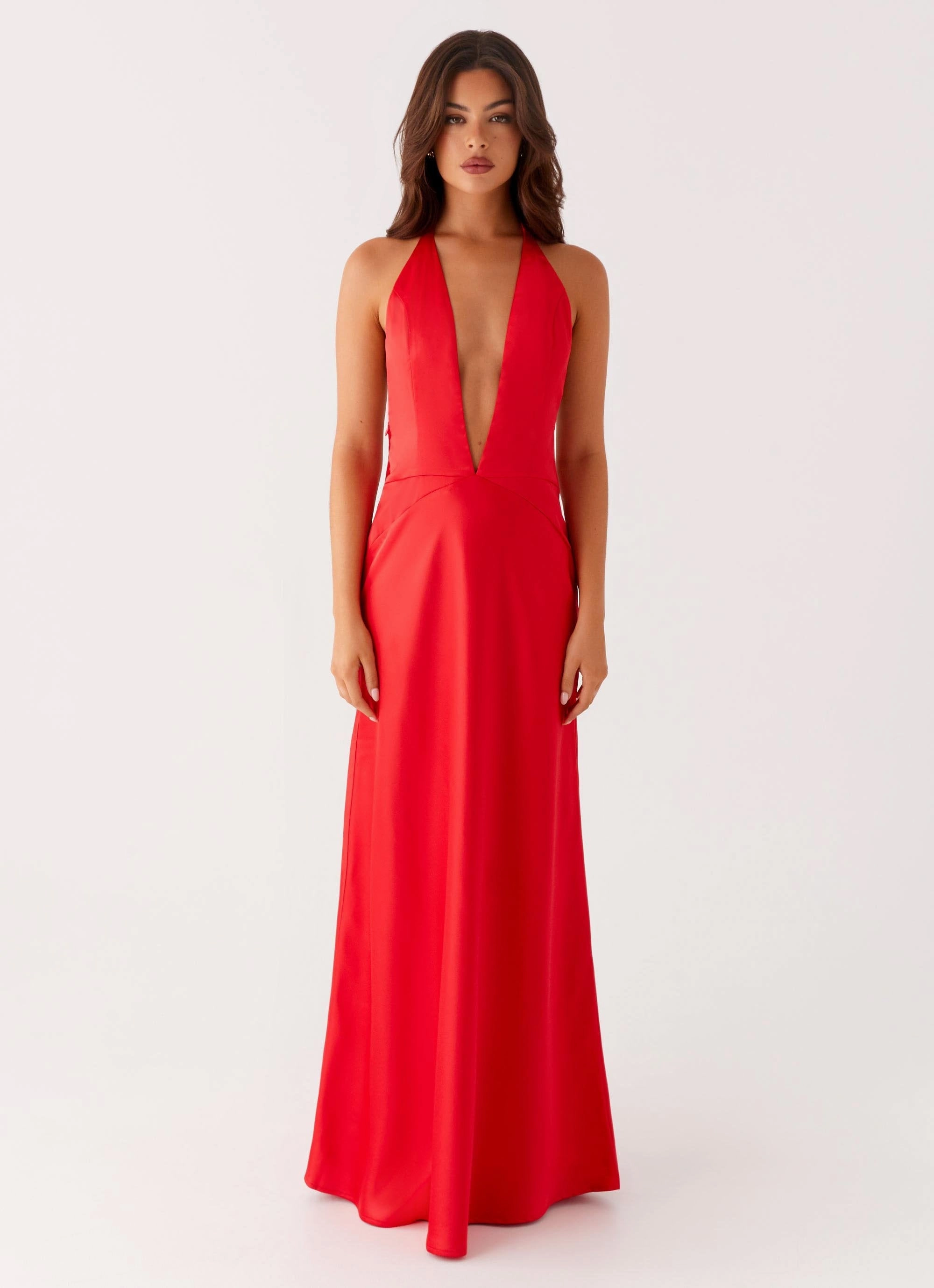 Soft Tone Idol Maxi Dress - Red