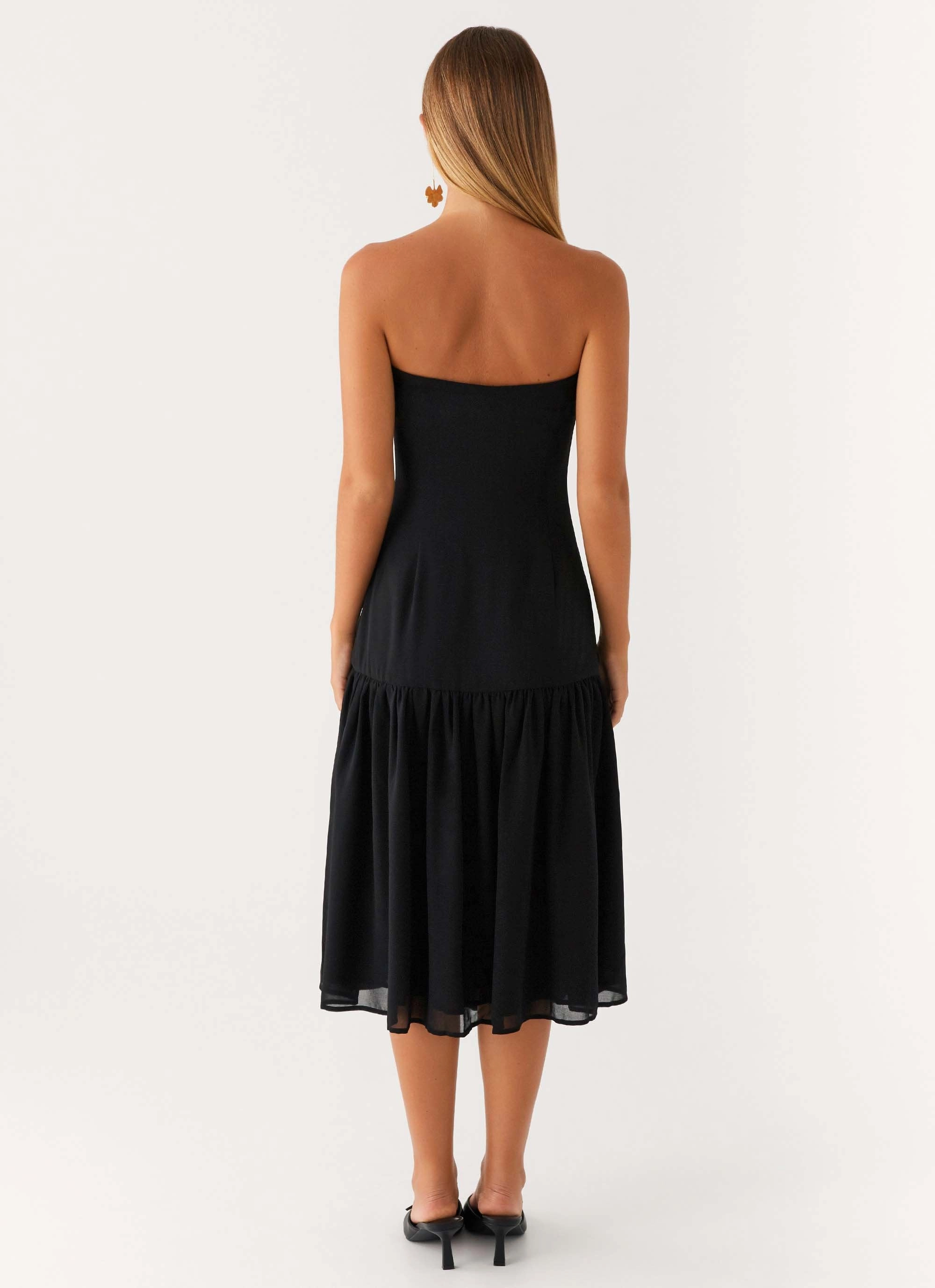 Imagination Strapless Midi Dress - Black Breath Soft Quilted-Texture
