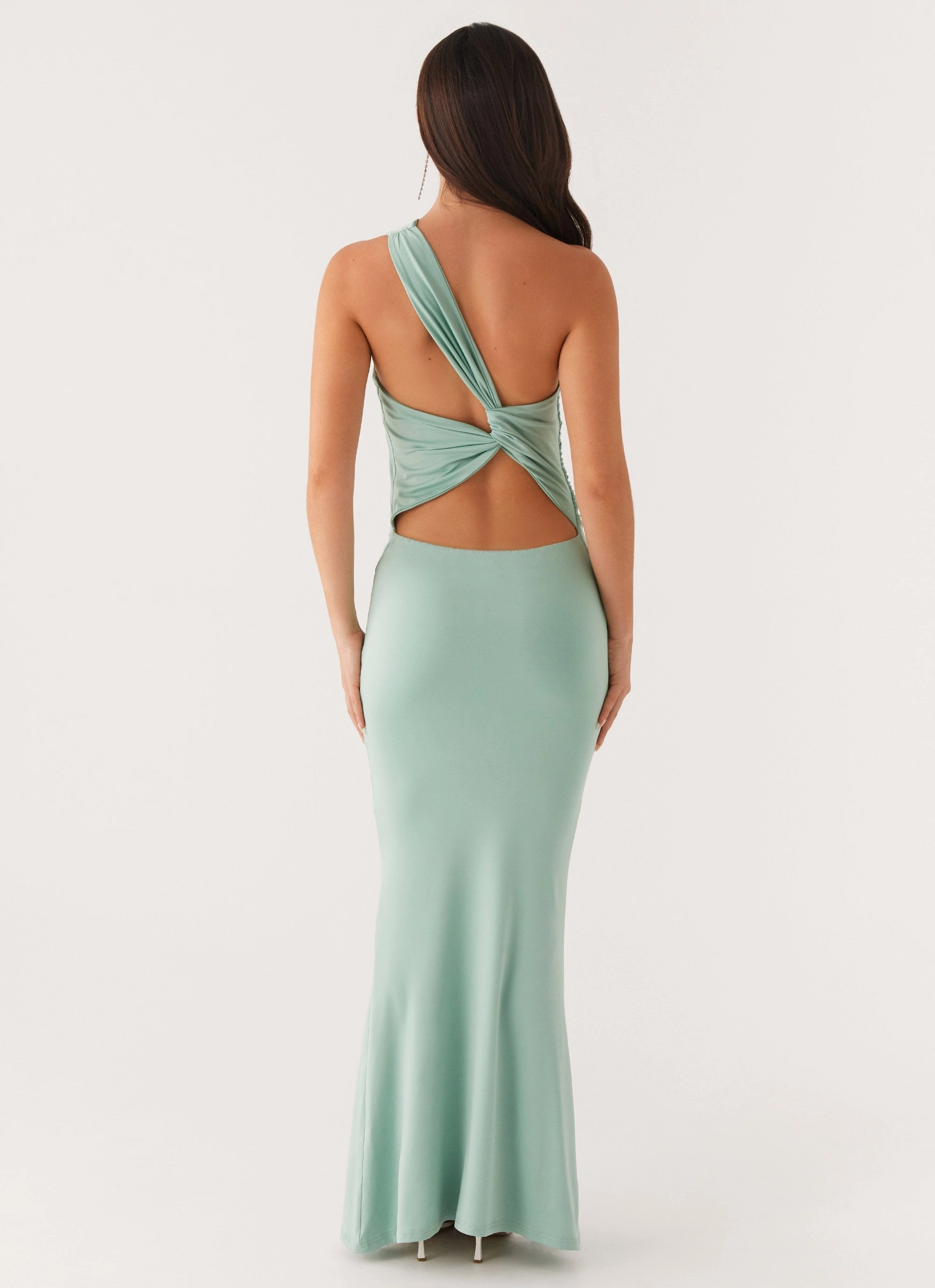 Imagine This One Shoulder Maxi Dress - Mint Smooth Shape