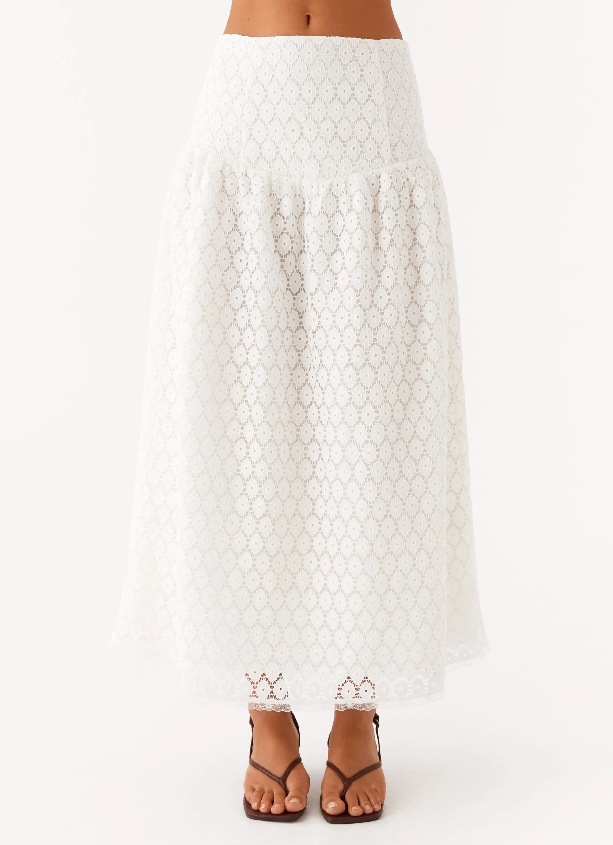 Indiana Corset Midi Skirt - White Elastic hemline Reinforced Seams