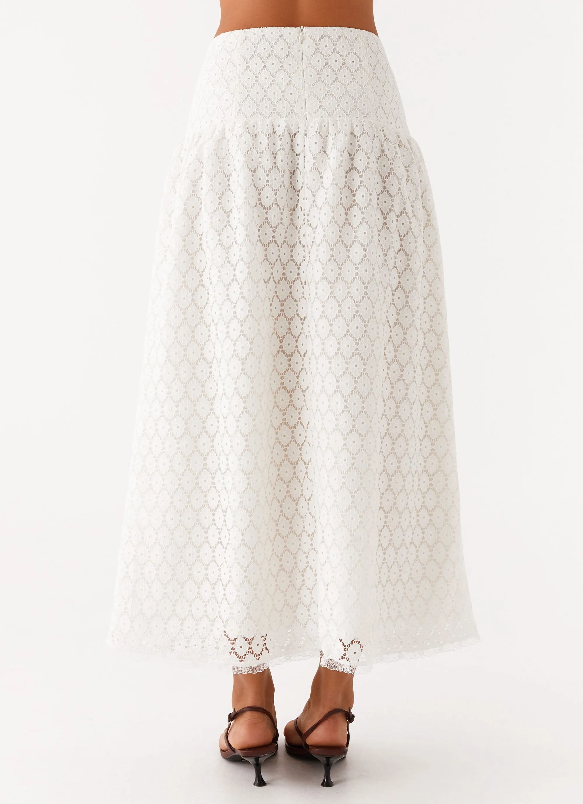 Indiana Corset Midi Skirt - White Fresh Detail Smooth Cut