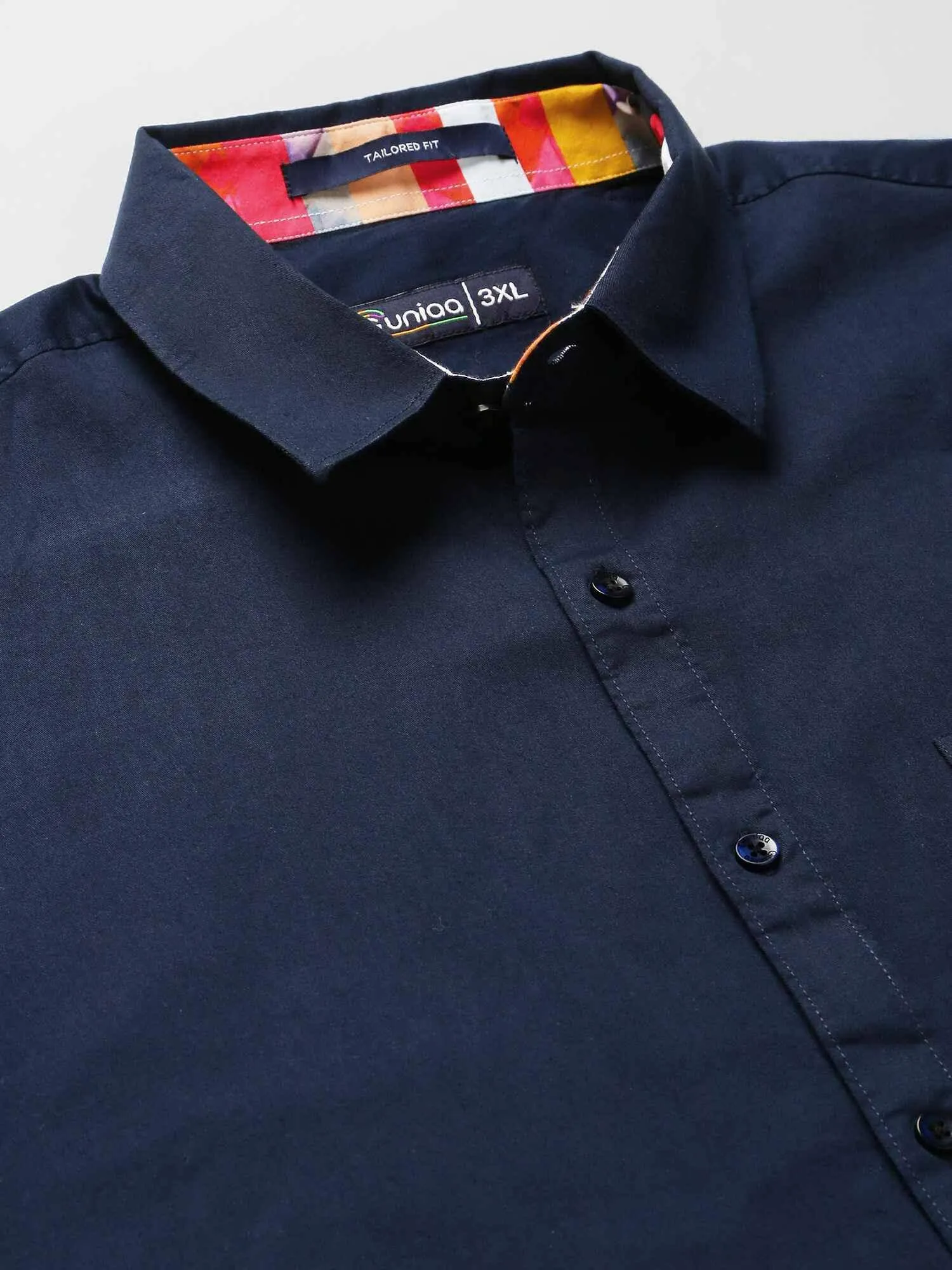 Indigo Blue Pure Cotton Half Sleeve Shirt Men's Plus Size