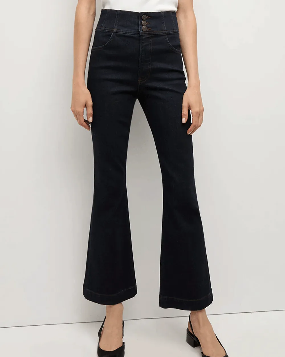Indigo Rinse Carson Ankle Flare Corset Waist Pant