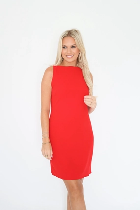 Instant Classic Shift Dress - Red Hydrophobic Threadwork