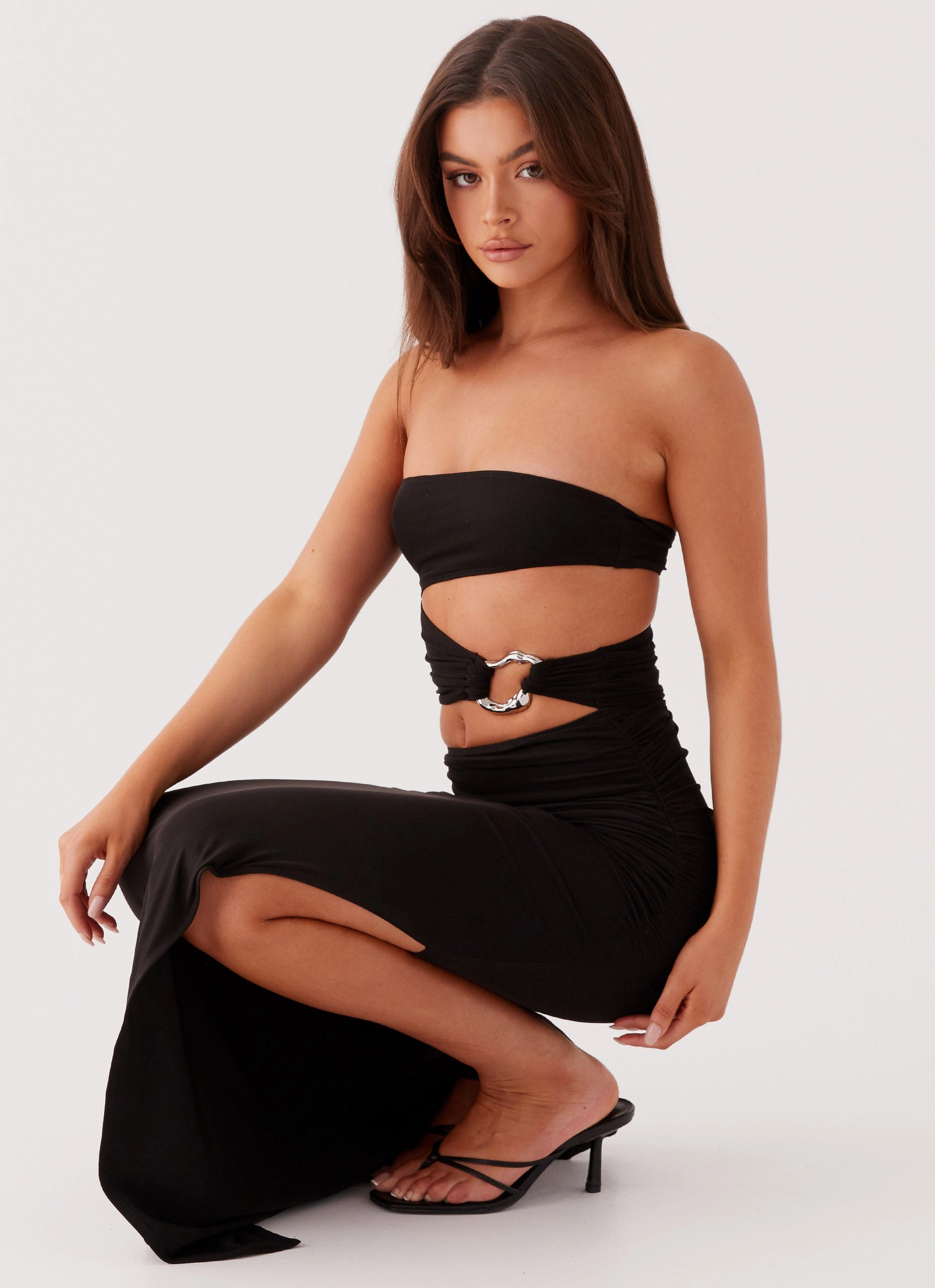 Into Pieces Mesh Maxi Dress - Black Everyday Ready
