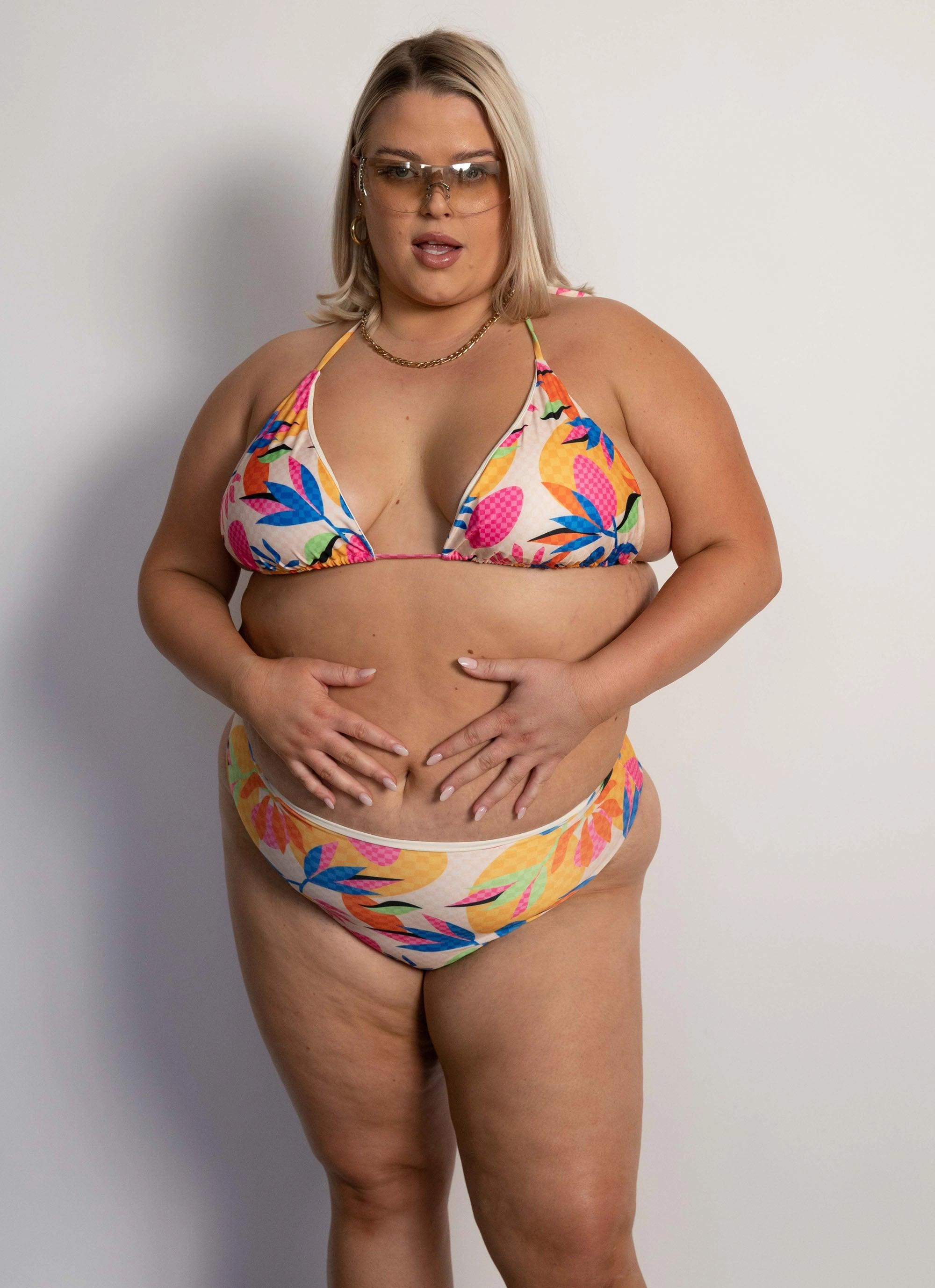 Snap Closure System Into the Blue High Waisted Bottoms - Bright Leaves