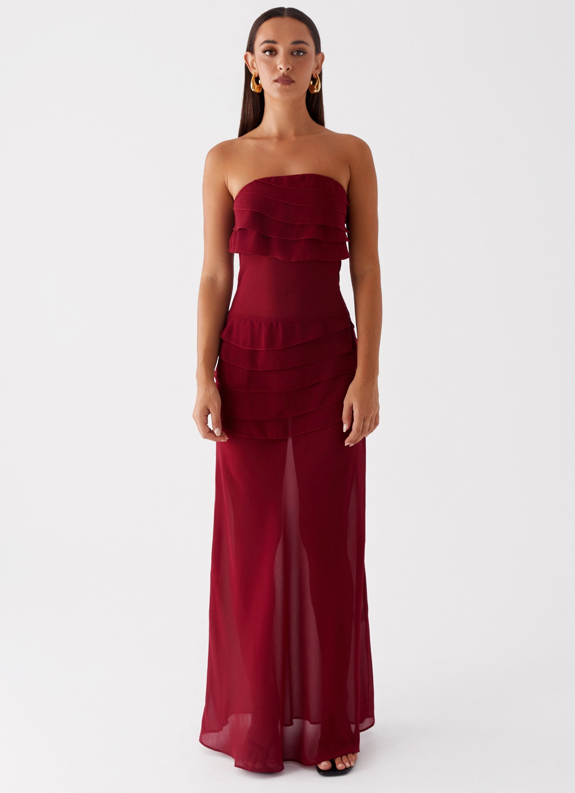 Into The Night Maxi Dress - Cherry Red Comfy Style