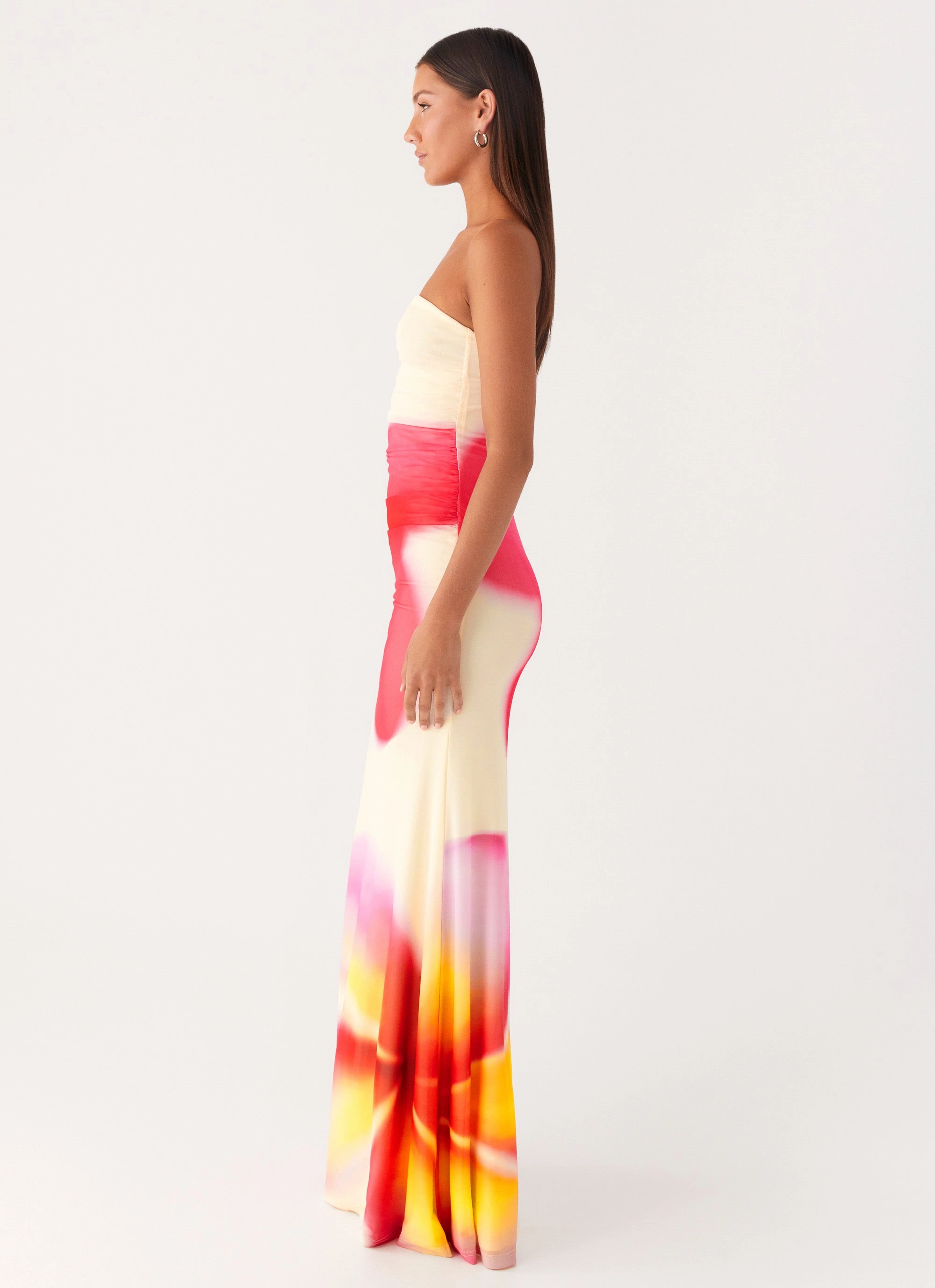 Iroha Strapless Maxi Dress - Frangipani Yellow Airy Layer Flexible Style