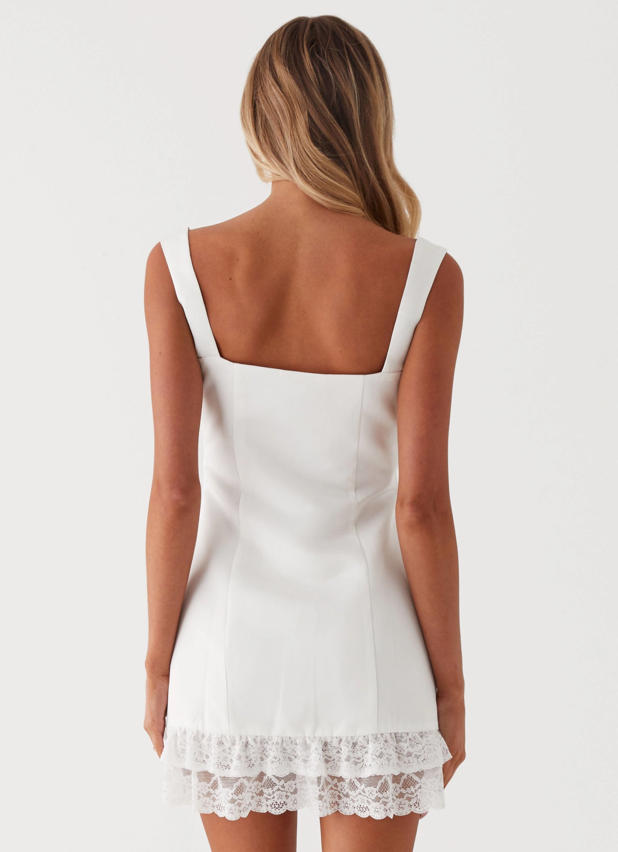 Isadora Lace Mini Dress - White knee-length