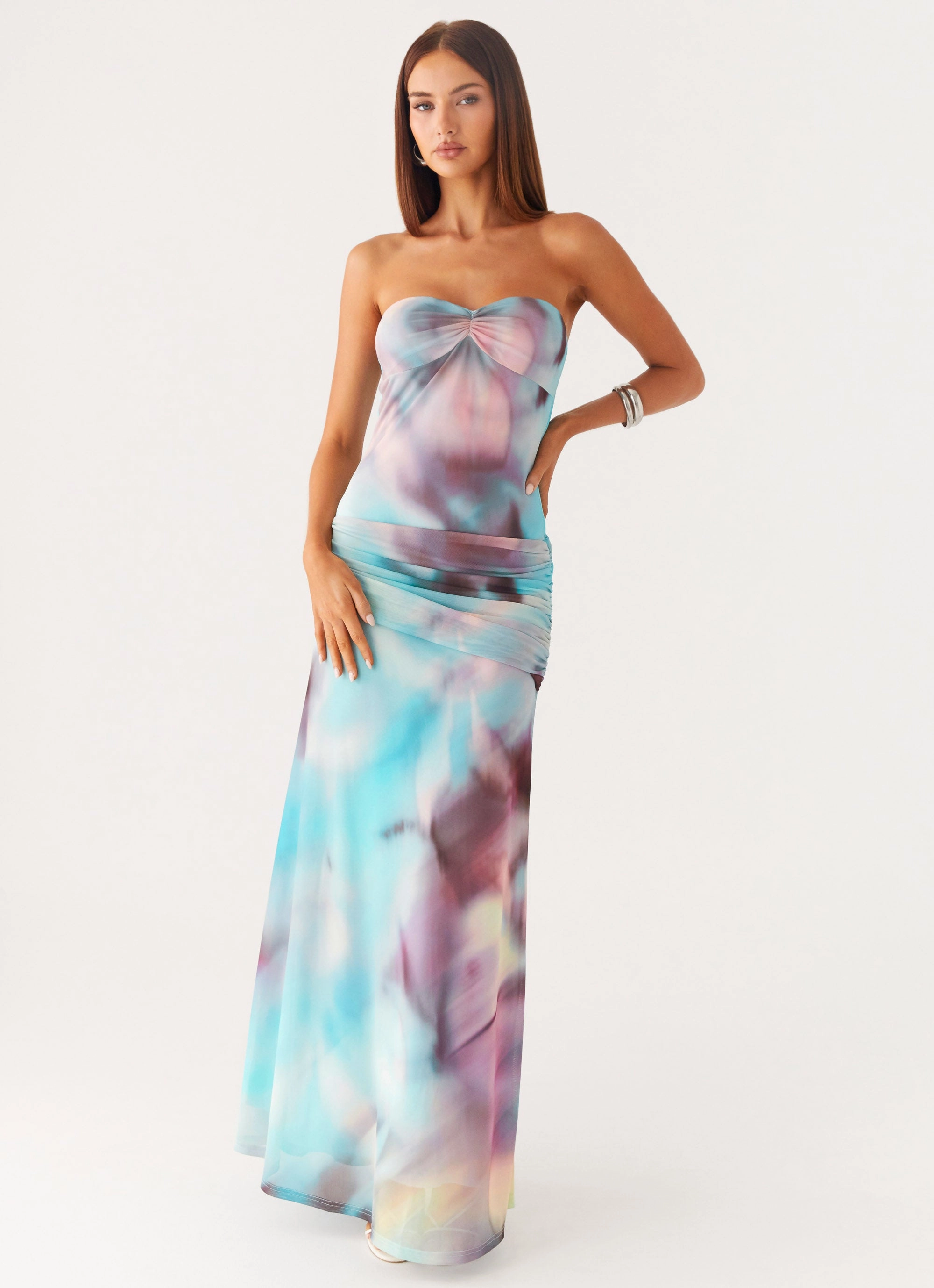 Feminine Charm Cozy Energy Isle Escape Mesh Maxi Dress - Sea Splash