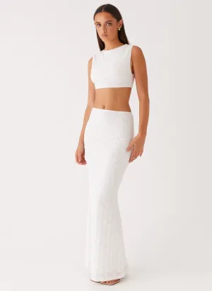 Issey Maxi Skirt - White Breezy Comfort Issey Maxi Skirt - White flared silhouette