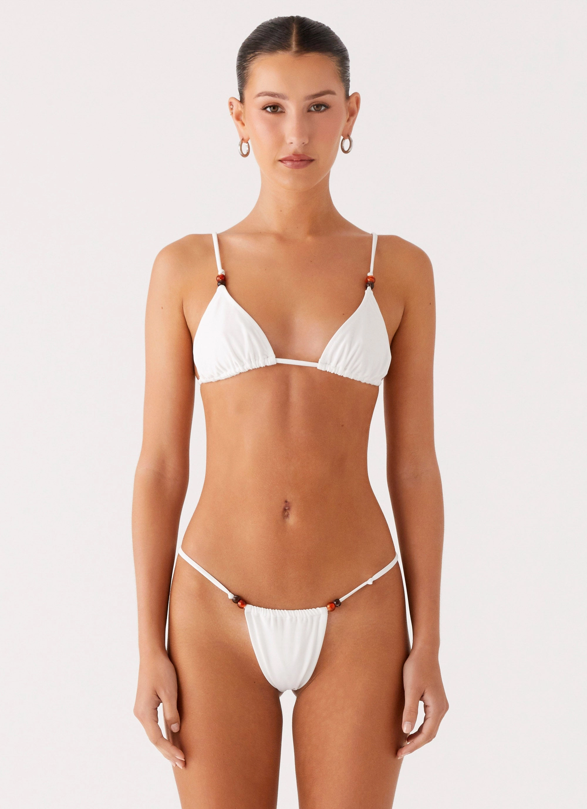 Tagless-Comfort Multi Pocket Design Ivanka Bikini Top - White