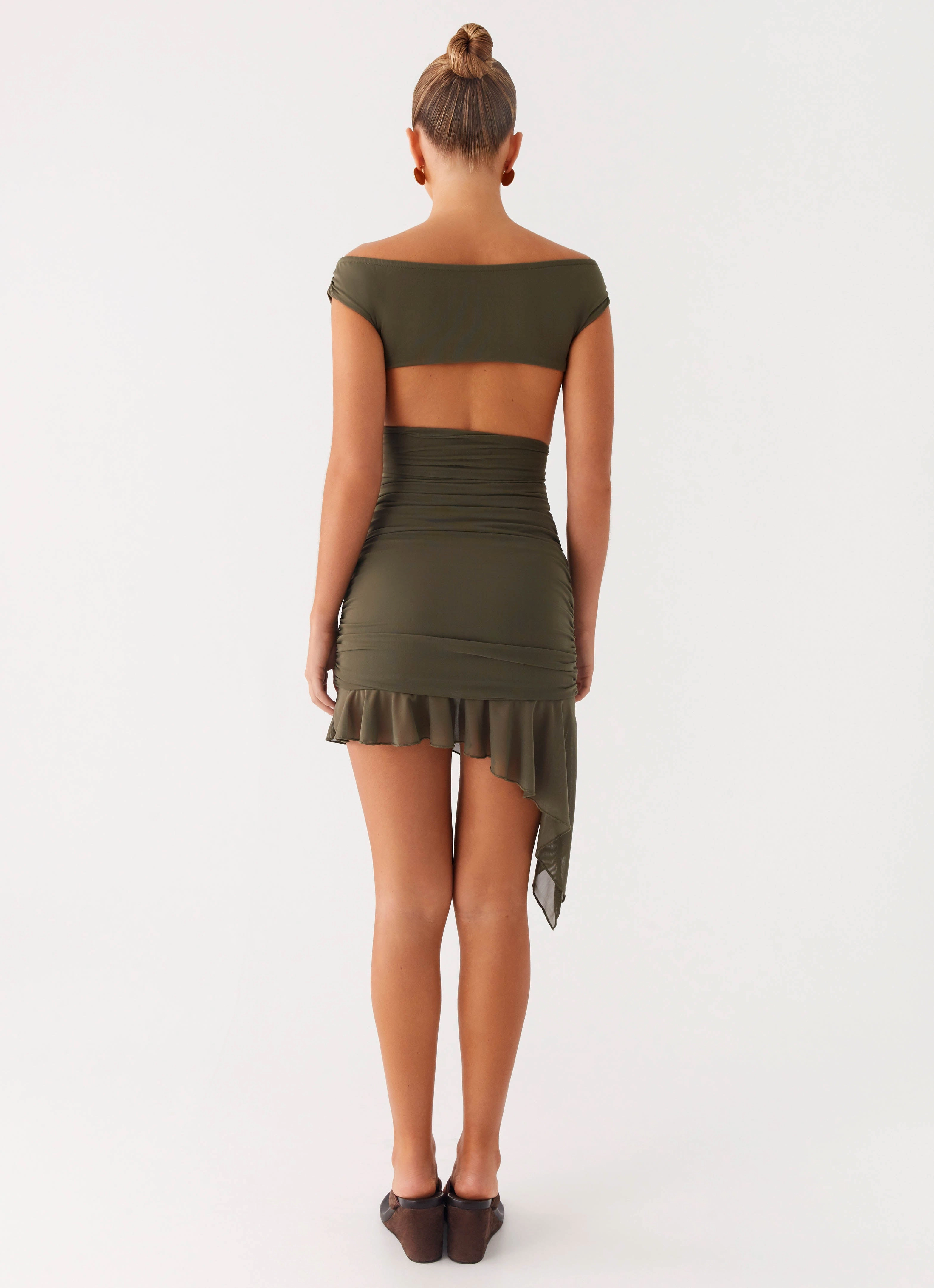 Ivy Whisper Mini Dress - Khaki Soft Contour