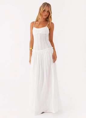 Chic and Flattering Comfortable casual dress Jacinda Drop Waist Maxi Dress - Ivory