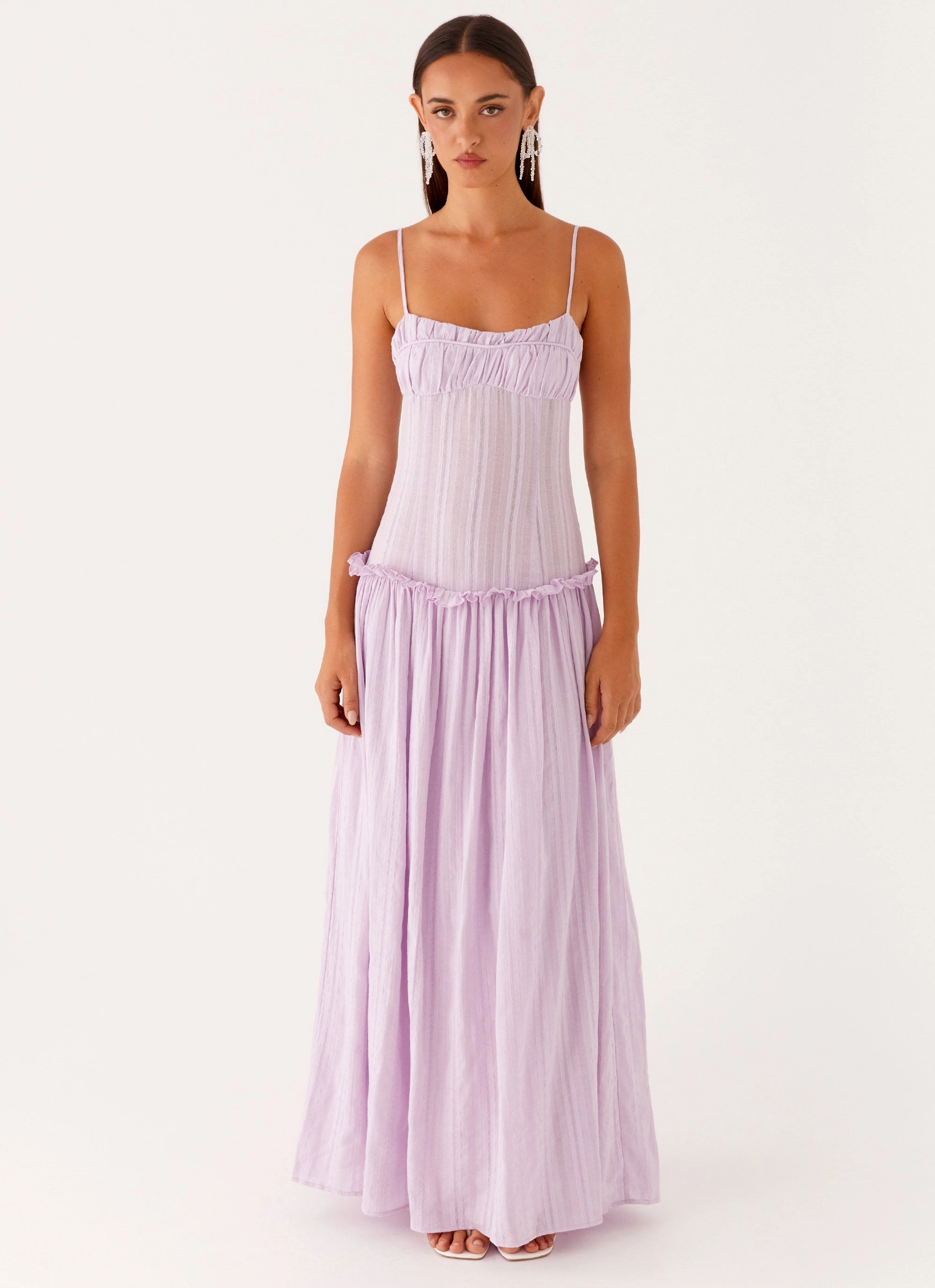 Vibrant color dress Jacinda Drop Waist Maxi Dress - Lavender