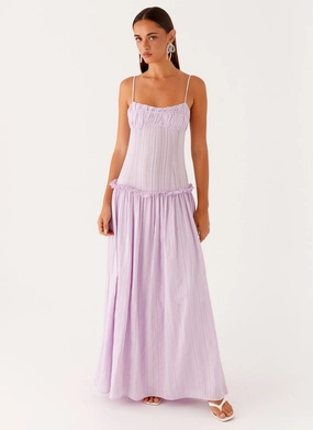 Simple Yet Elegant Jacinda Drop Waist Maxi Dress - Lavender