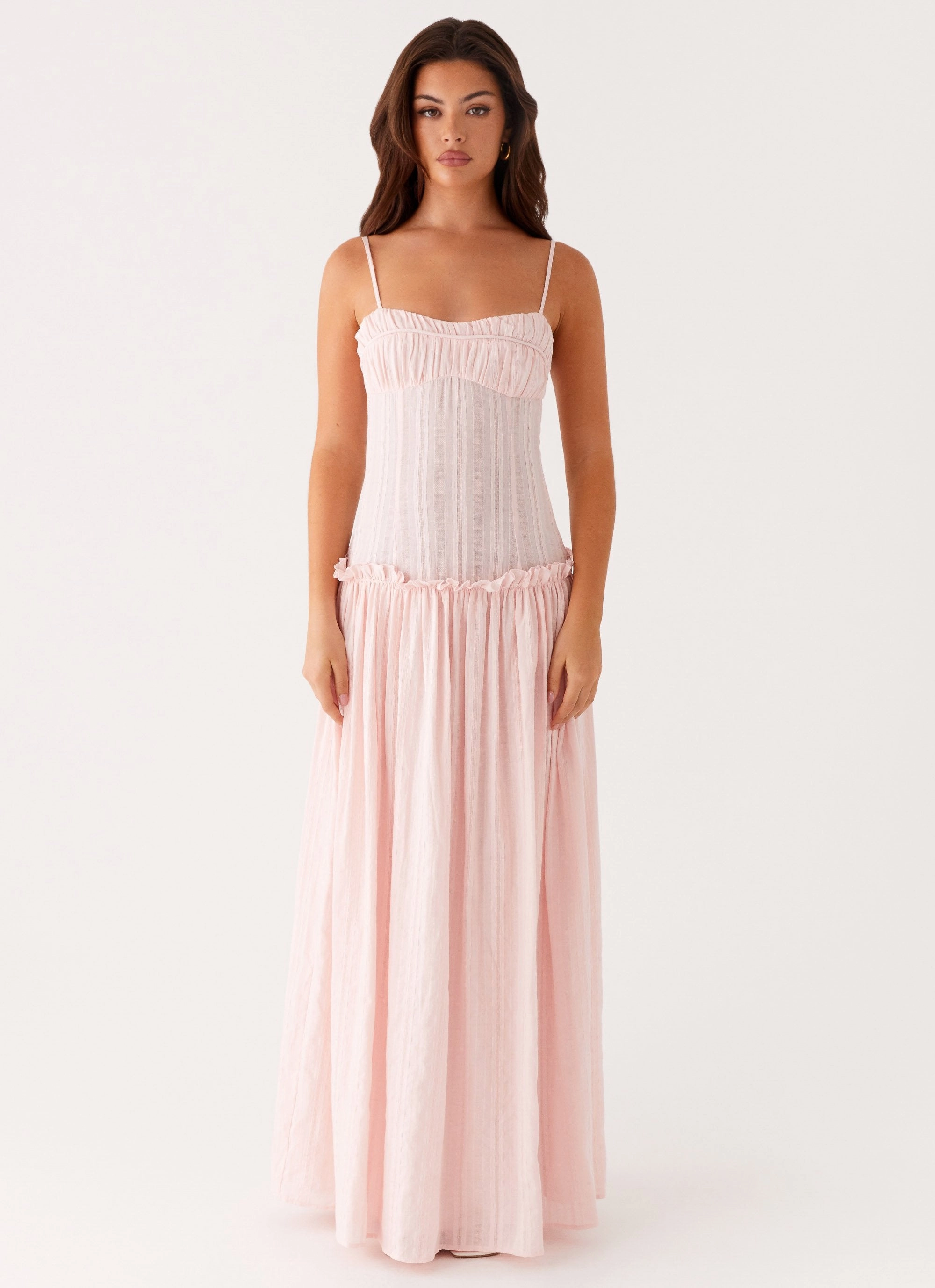 Flowing Layers Dressy Yet Comfortable Jacinda Drop Waist Maxi Dress - Pink