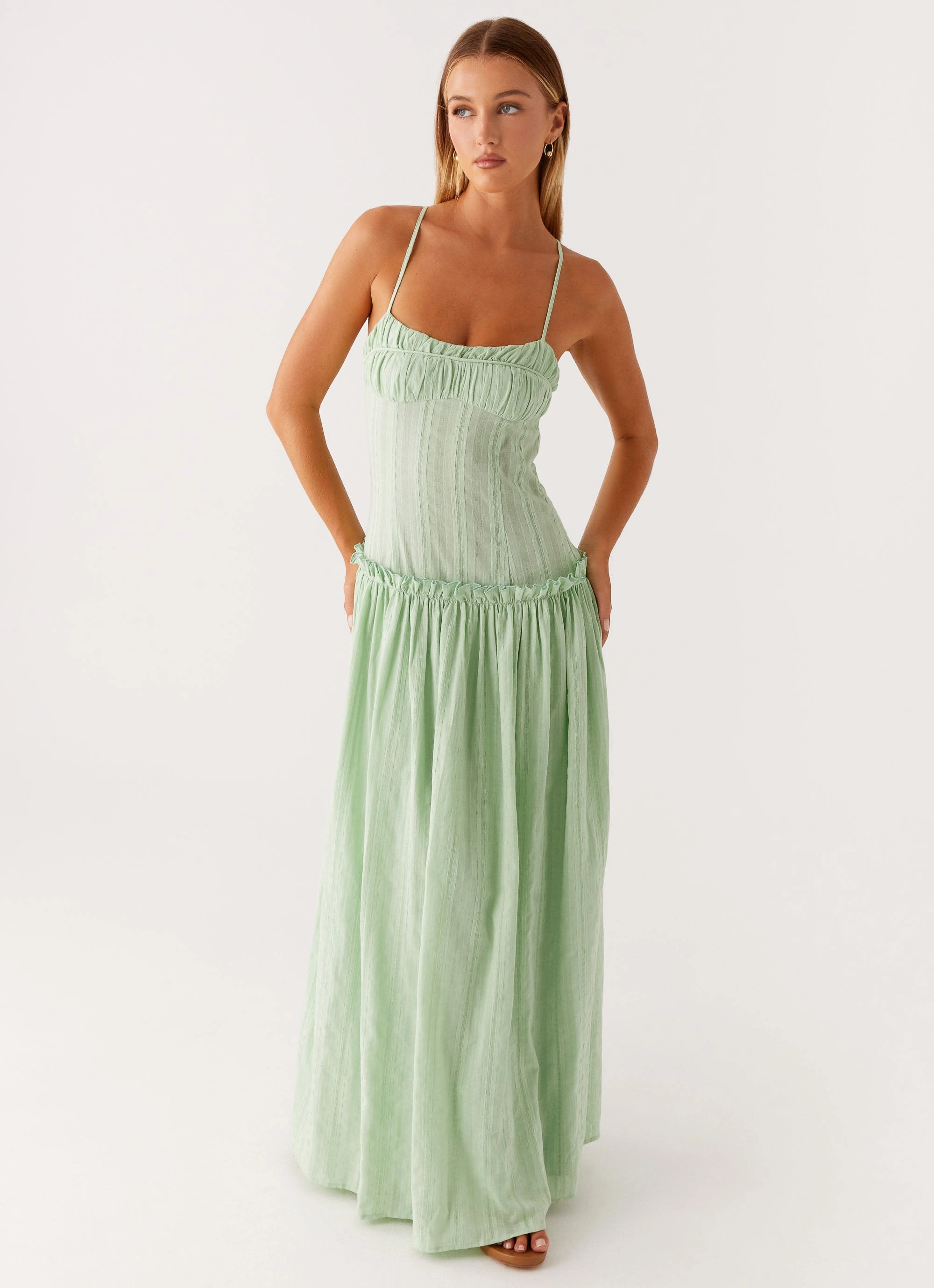 Effortless Piece Comfortable fit for outings Jacinda Drop Waist Maxi Dress - Sage