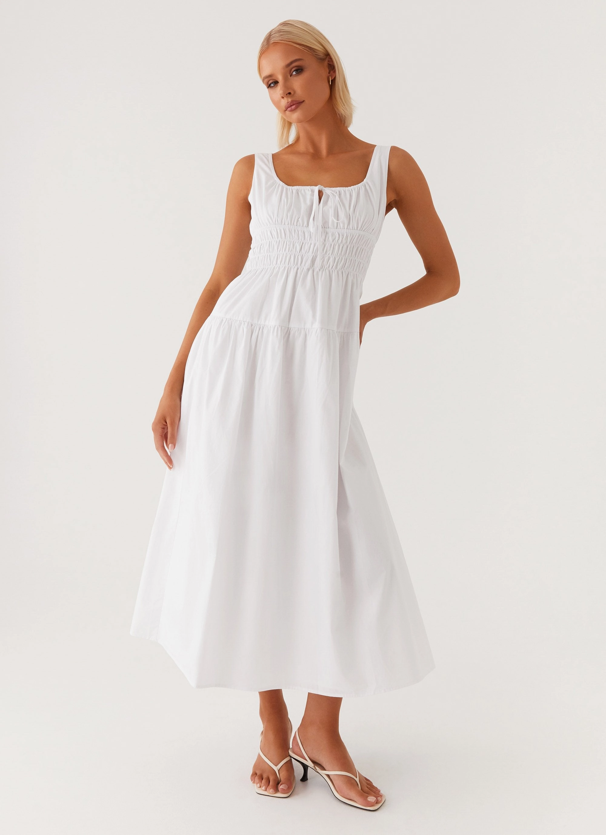 Coral Soft Jacintha Midi Dress - White