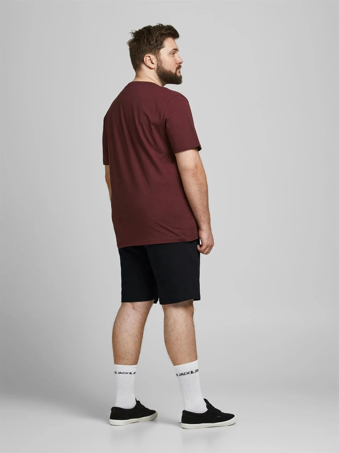 Jack & Jones Plus Men's Cotton Sweat Short With Ribbed Waistband In Black Colour Size 42"  To  54"