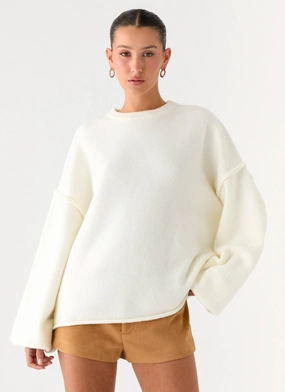 Jack Oversized Knit Sweater - Cream Hidden Ventilation Jack Oversized Knit Sweater - Cream FrictionResistantEdges