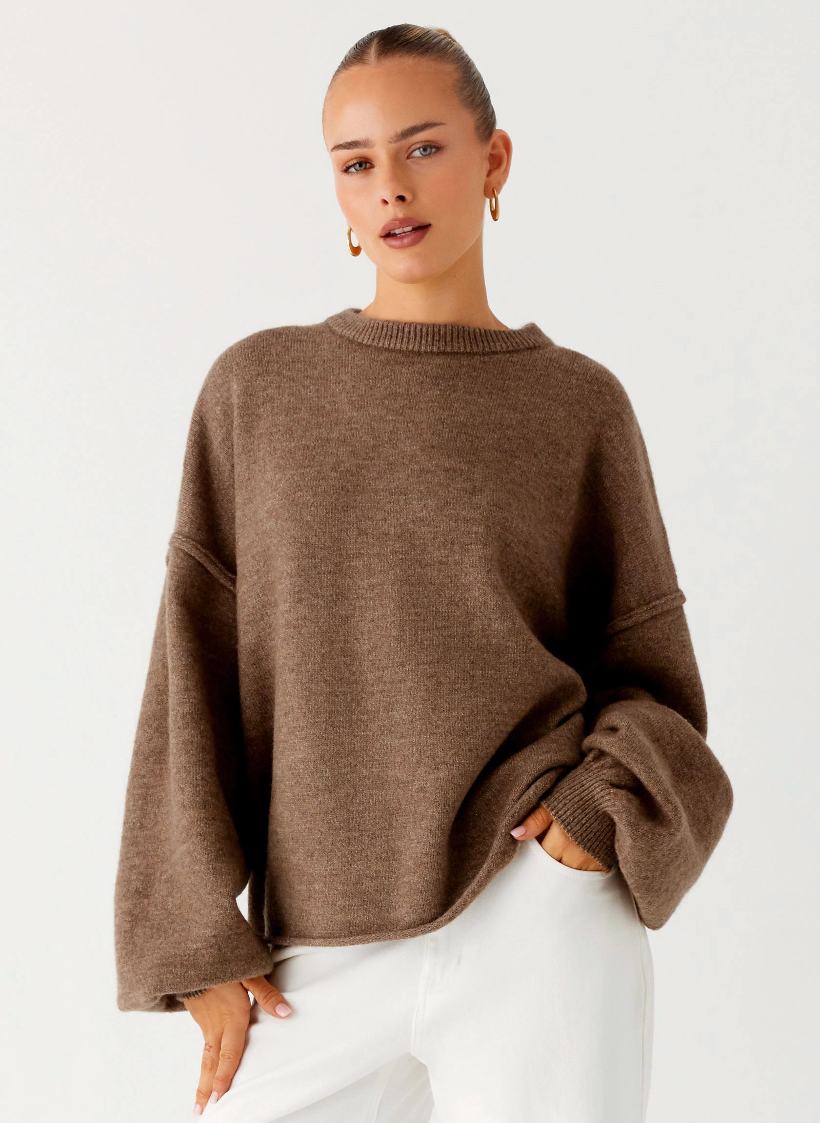 Jack Oversized Knit Sweater - Tan Marle Lightweight Jacket