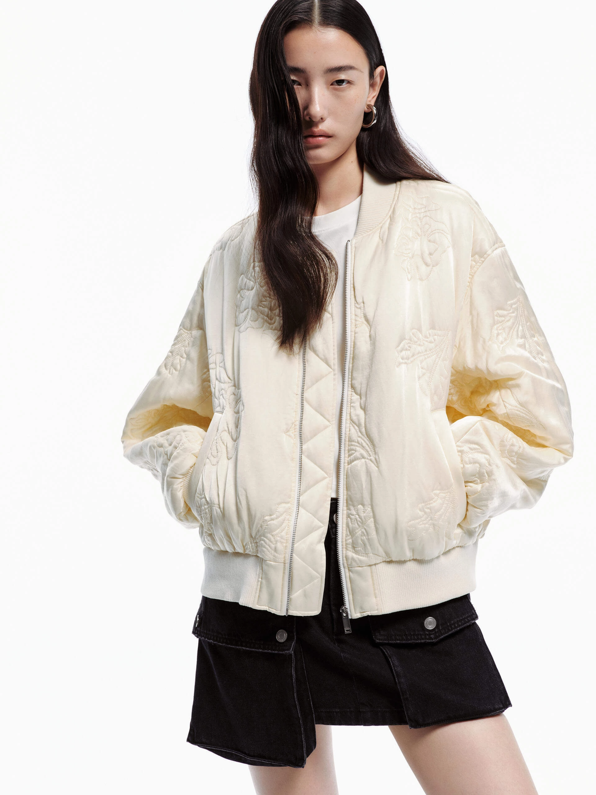 Jacquard Detail Baseball Jacket