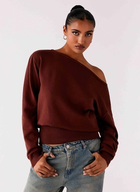 Jaelin Asymmetric Top - Chocolate High Stretch Fabric AntiPill Surface