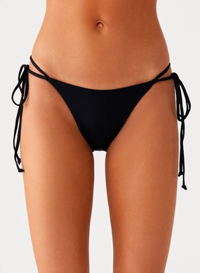 Jaiya Tie Bikini Bottom - Black Chic Hues Jaiya Tie Bikini Bottom - Black Minimalist Style Pool Essentials
