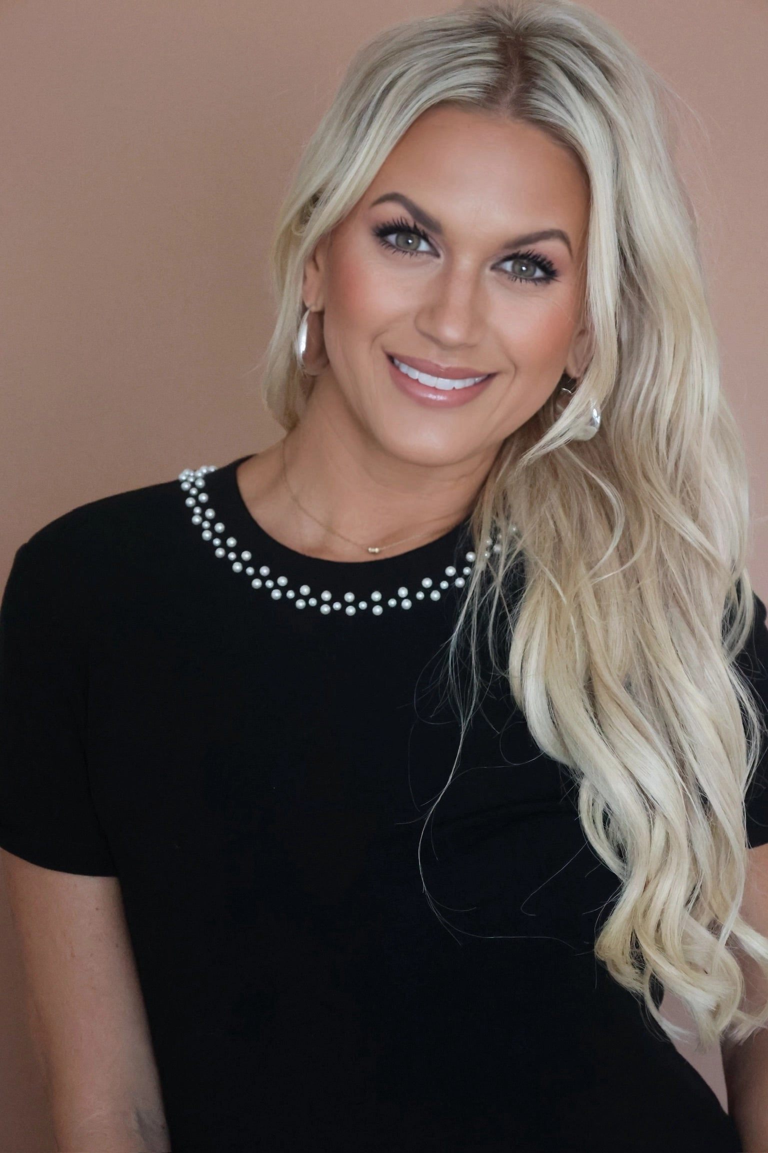 Double Stitched Hem High Density Weave Jamie Embellished Tee