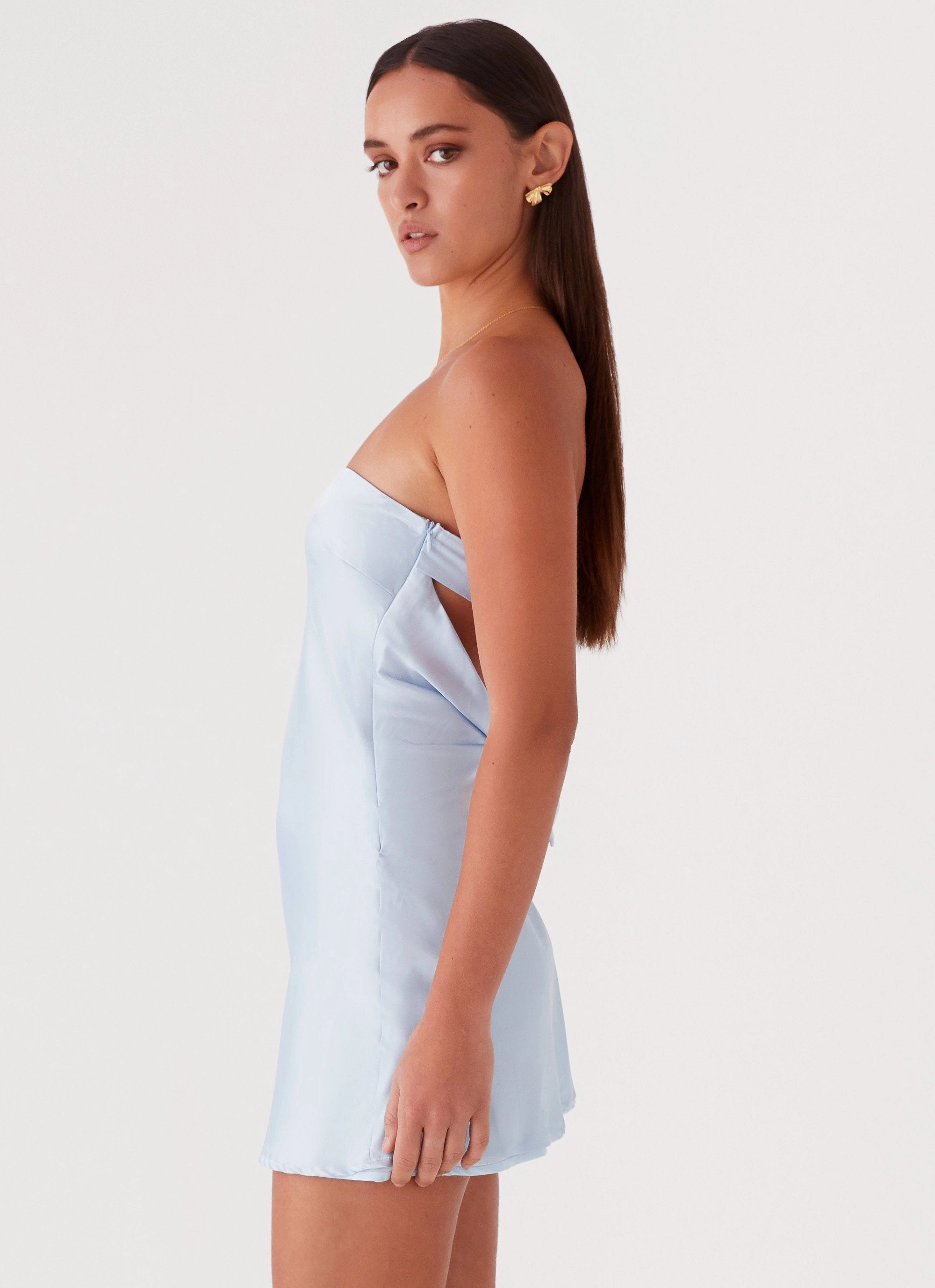 Tailored Mood Jamie Satin Mini Dress - Blue