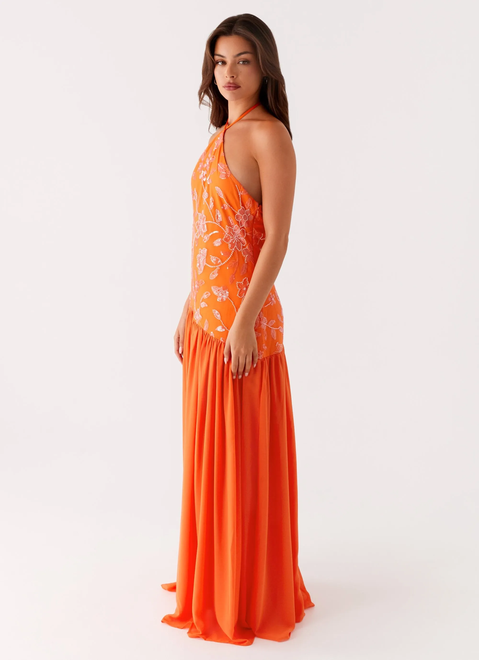 Workwear Essential Janelle Beaded Maxi Dress - Orange