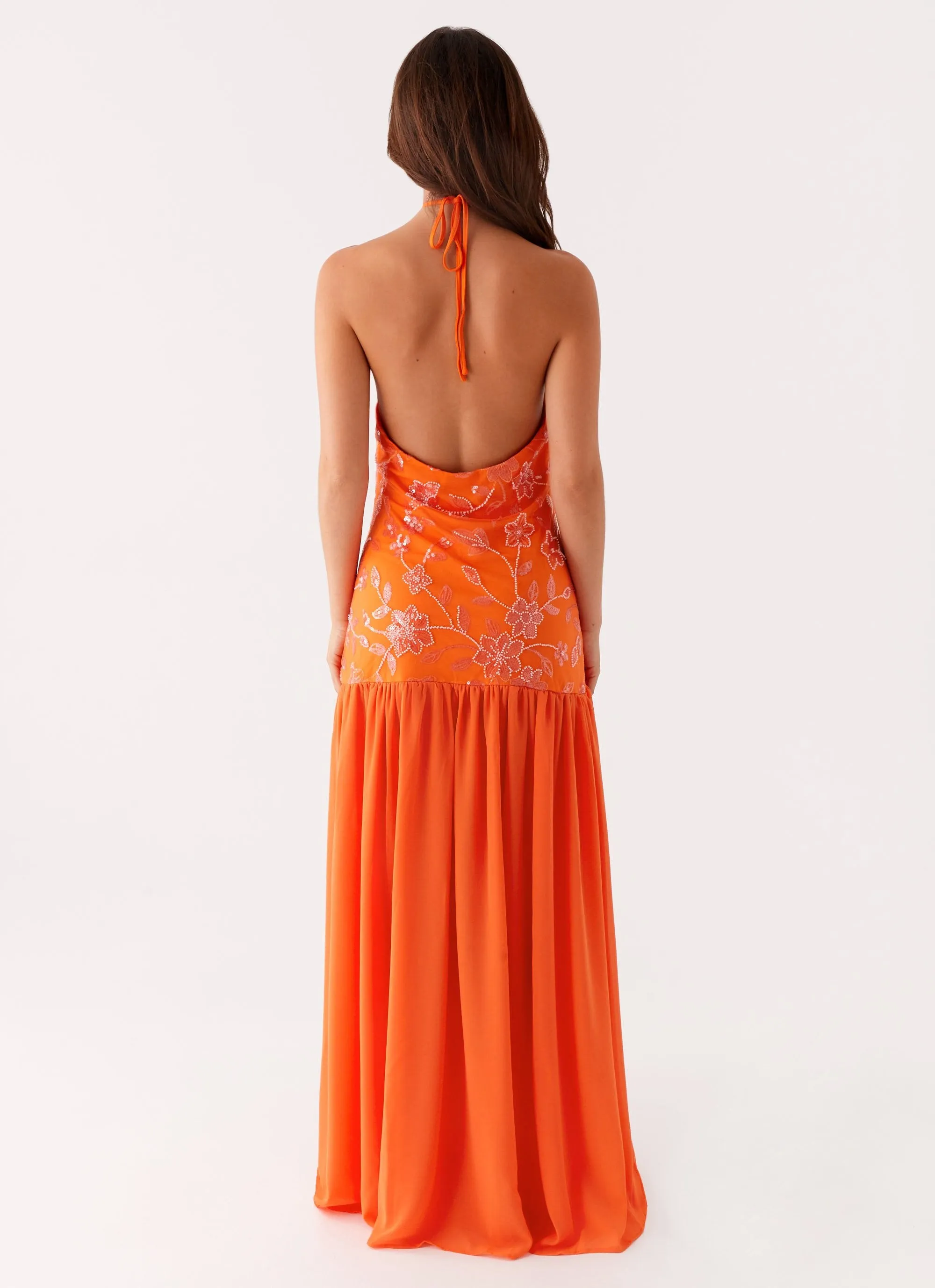 Edgy style Janelle Beaded Maxi Dress - Orange