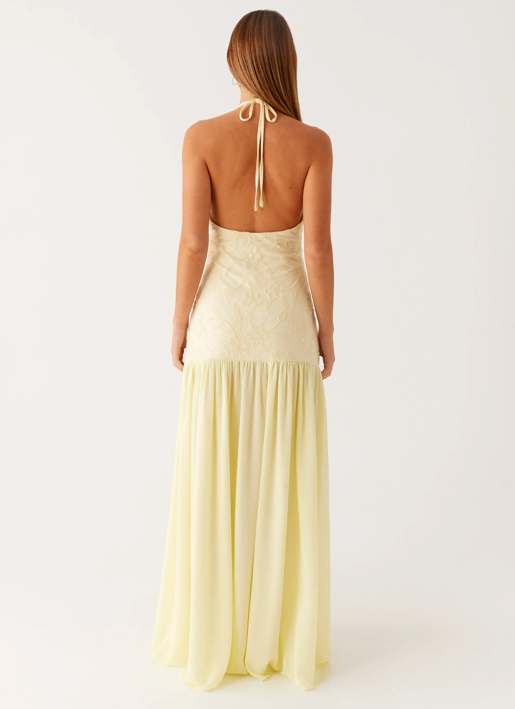 Janelle Beaded Maxi Dress - Yellow Regular Fit