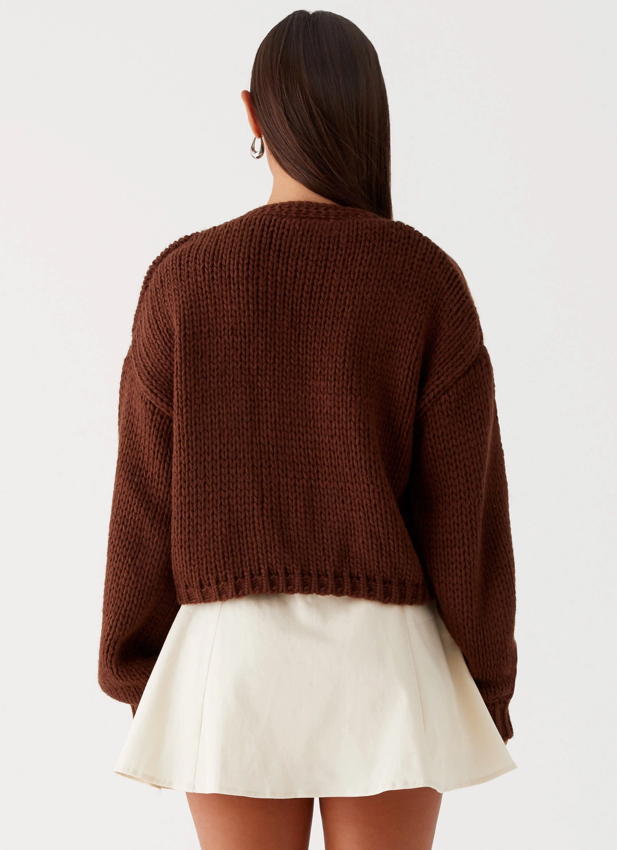 Reflective Trims Jasleen Knit Cardigan - Brown