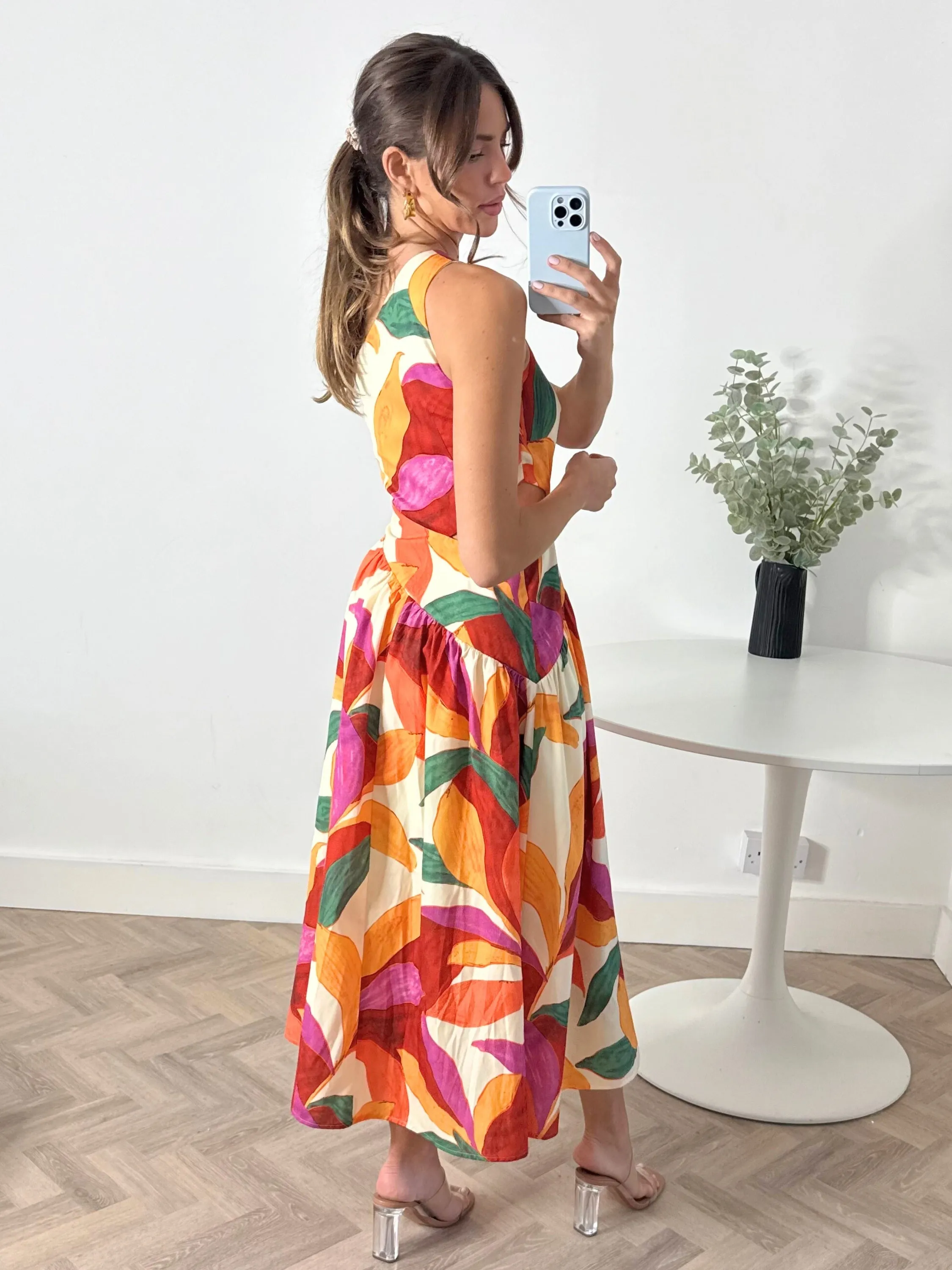 Jasmine Cut Out One Shoulder Dress in Multi Bright-Hue
