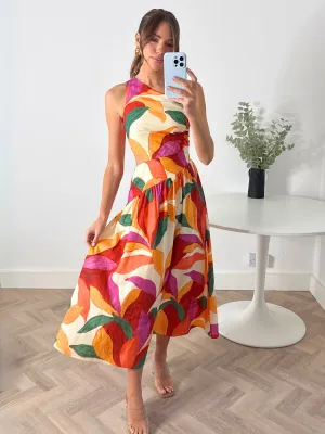 Jasmine Cut Out One Shoulder Dress in Multi Crochet Work Jasmine Cut Out One Shoulder Dress in Multi Year Rounder