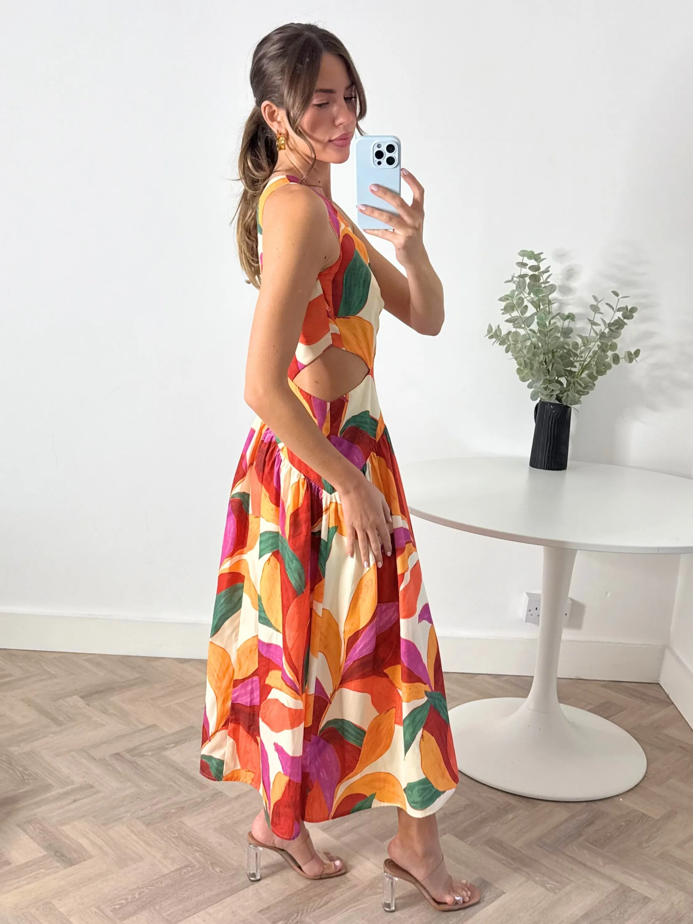 Elegant Outline Jasmine Cut Out One Shoulder Dress in Multi