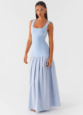Jaxon Maxi Dress - Blue Chic Wearable Lightweight Wear HypoallergenicFiber Jaxon Maxi Dress - Blue