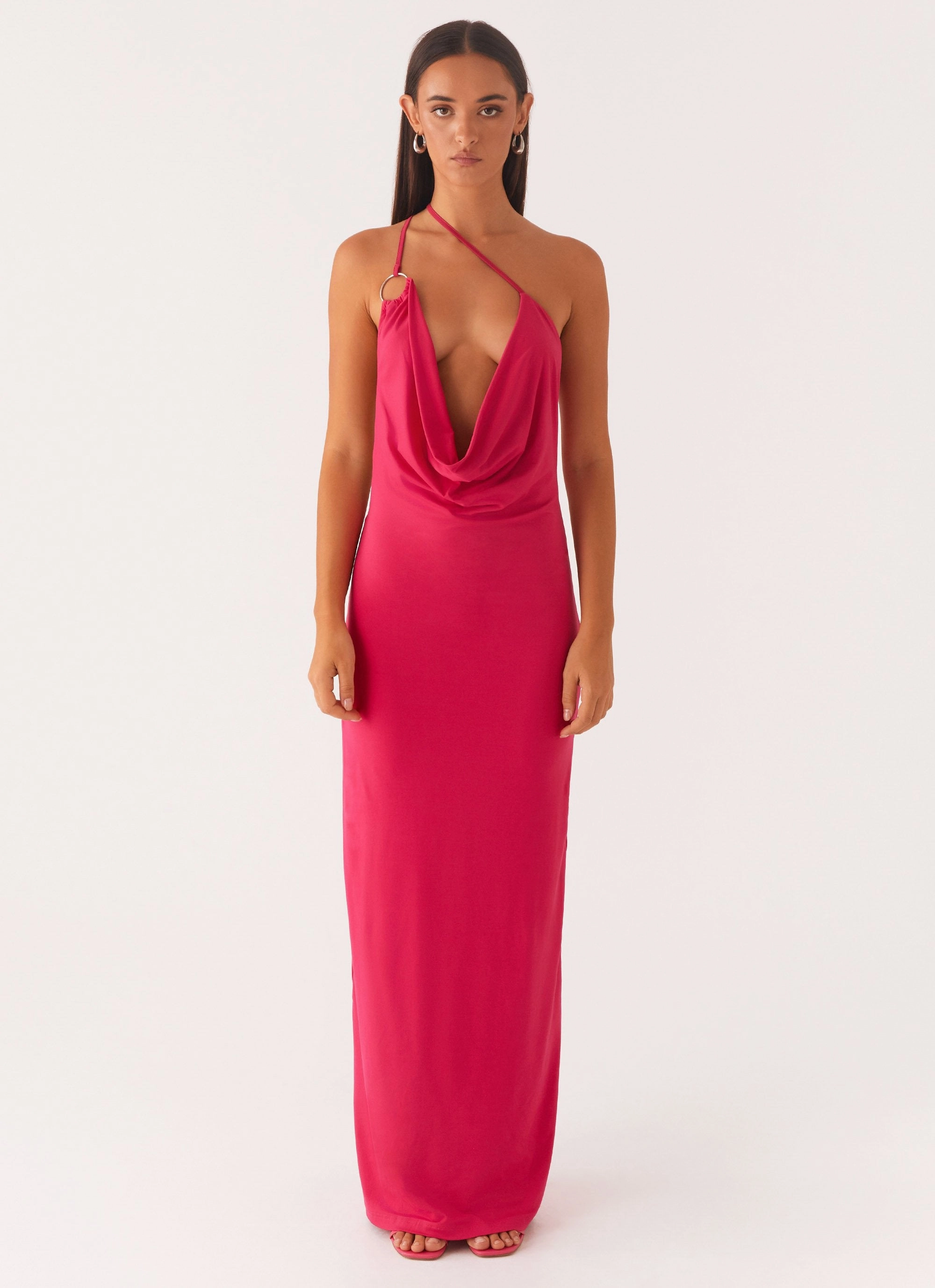 Jayla One Shoulder Maxi Dress - Fuchsia Mature Glam Nordic Calm