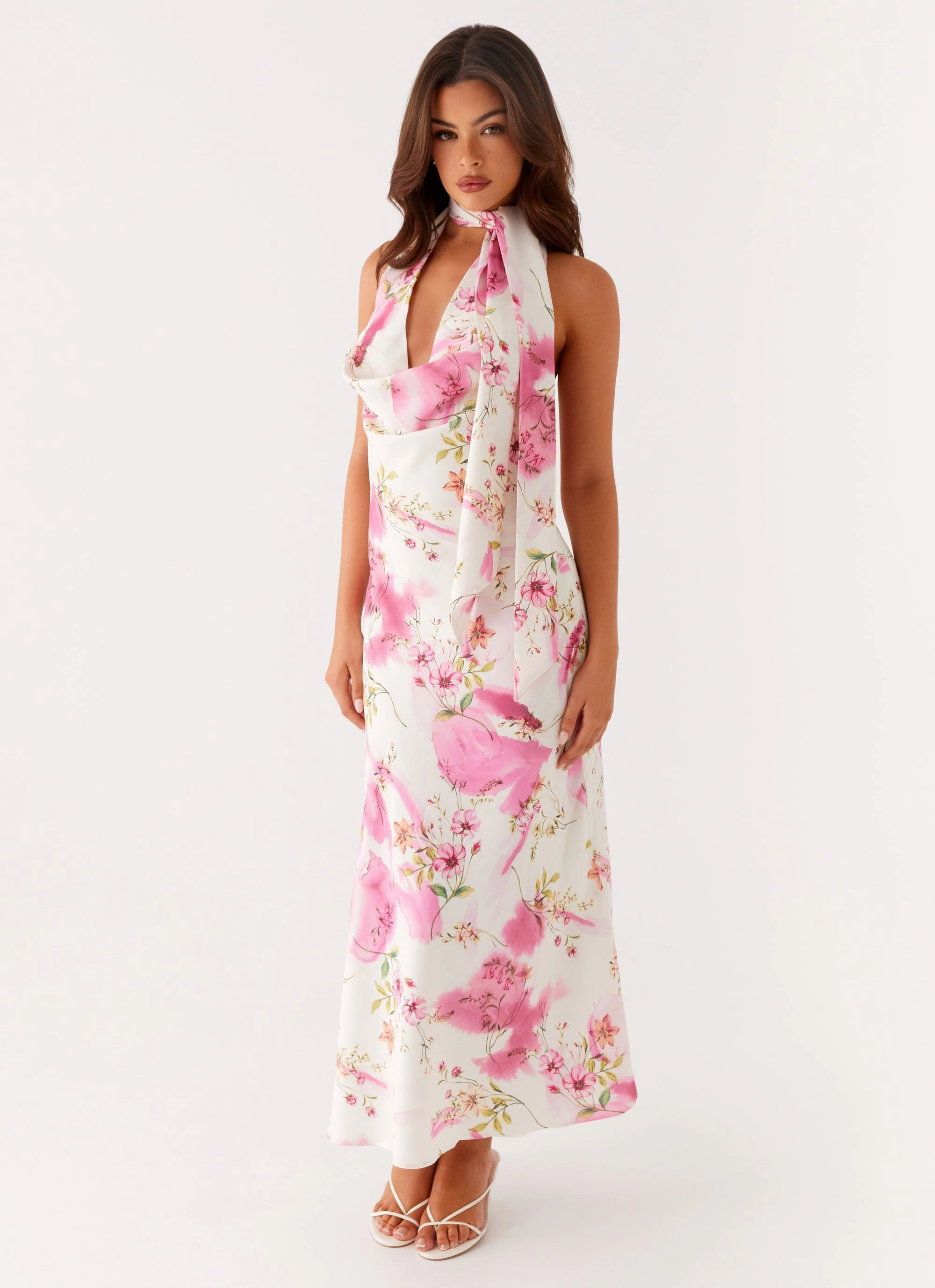 Soft Shape Jensen Midi Dress - Ivory Floral Print