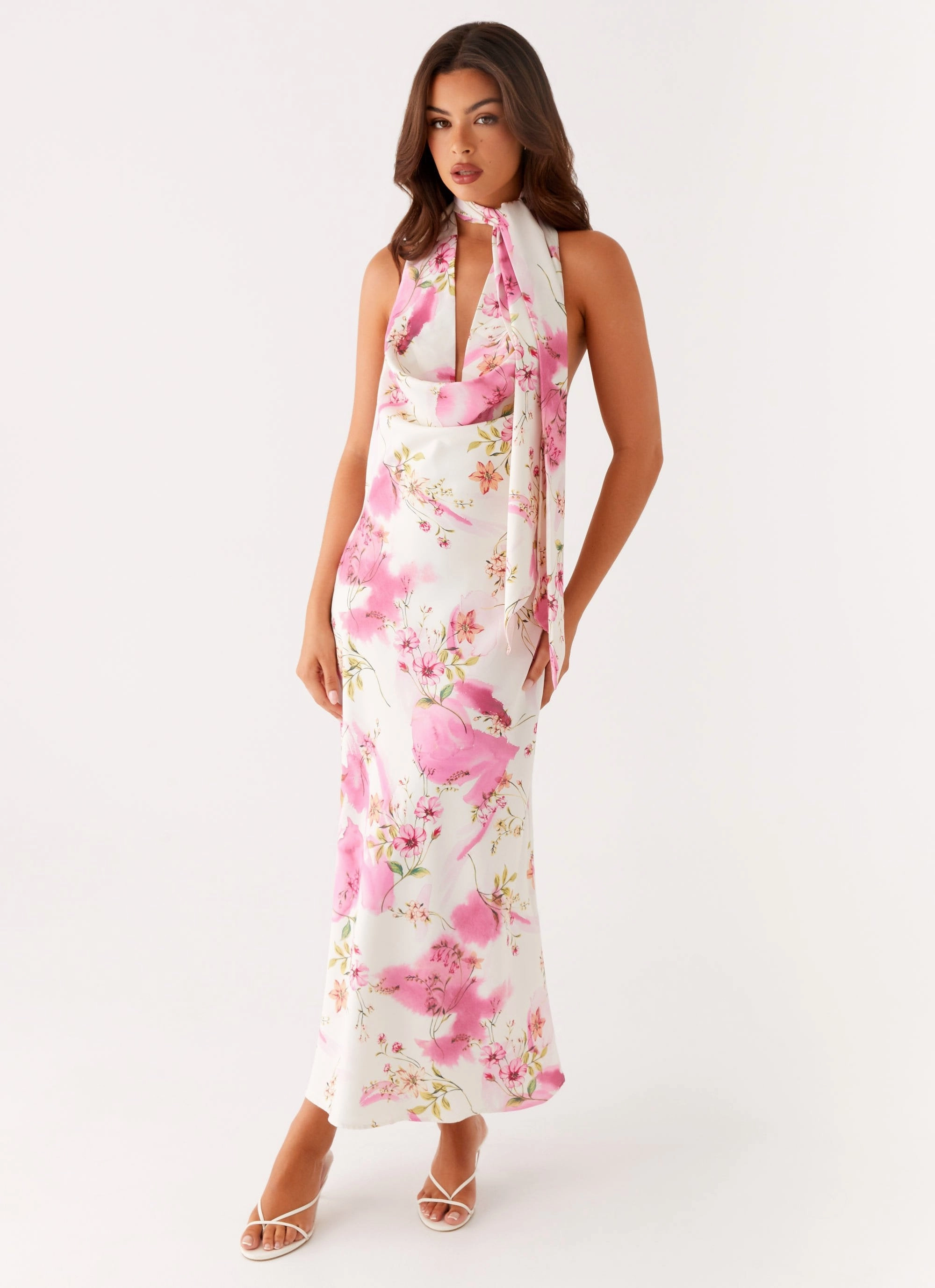 Pose Glow Jensen Midi Dress - Ivory Floral Print