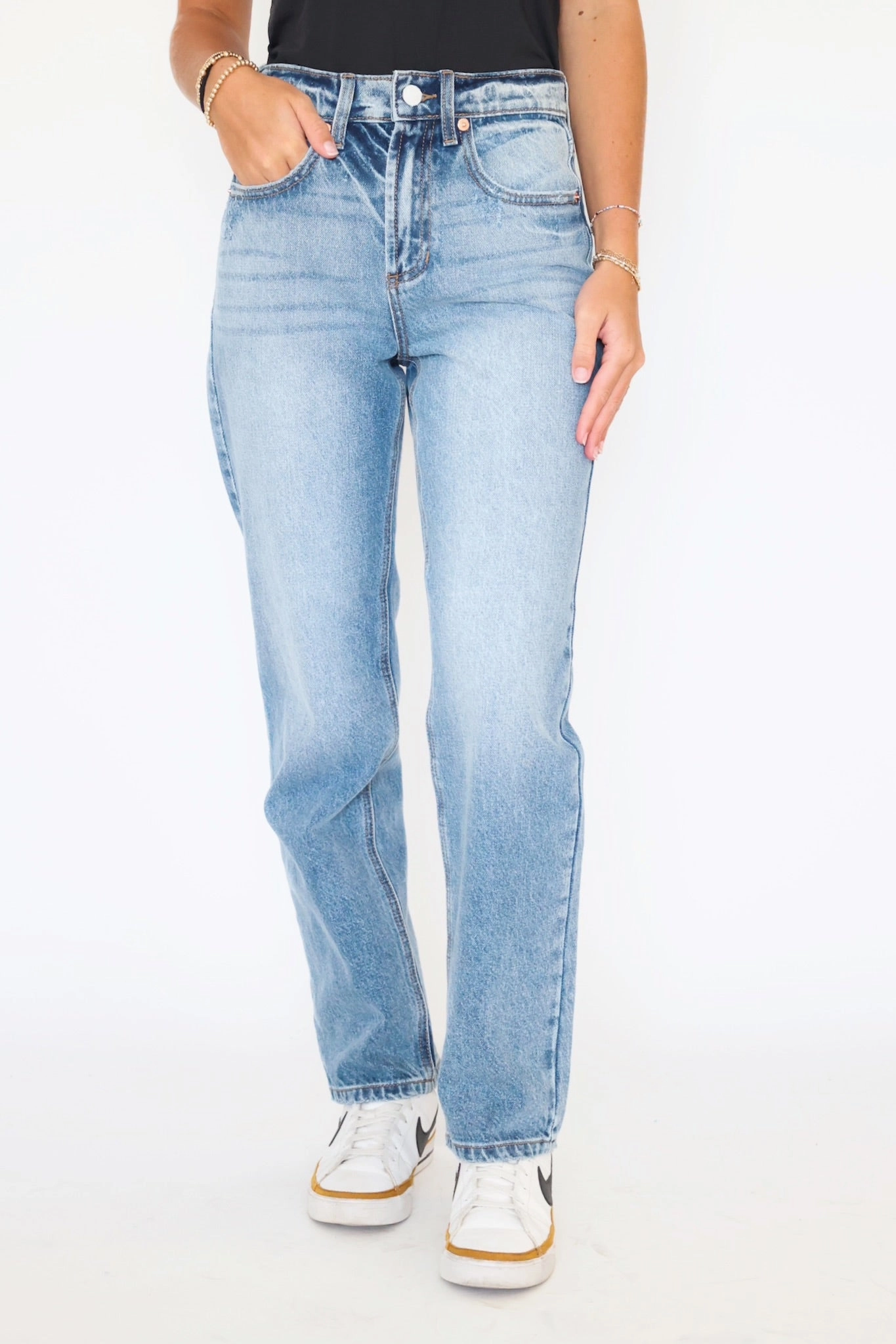 simple design Temperature Control Fabric Jill High Rise Jeans