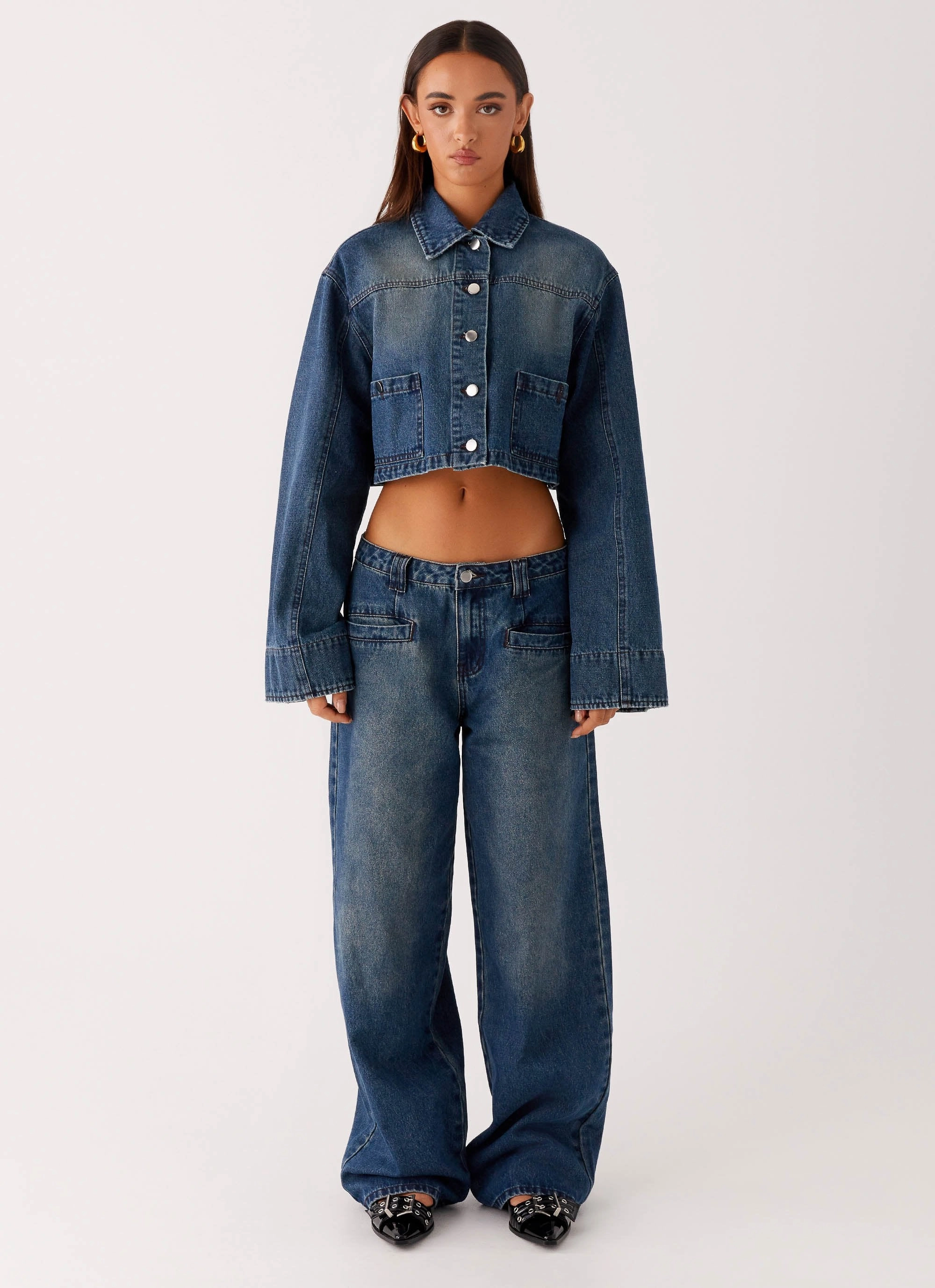 LightPadding Heat Guard Joan Cropped Denim Jacket - Indigo