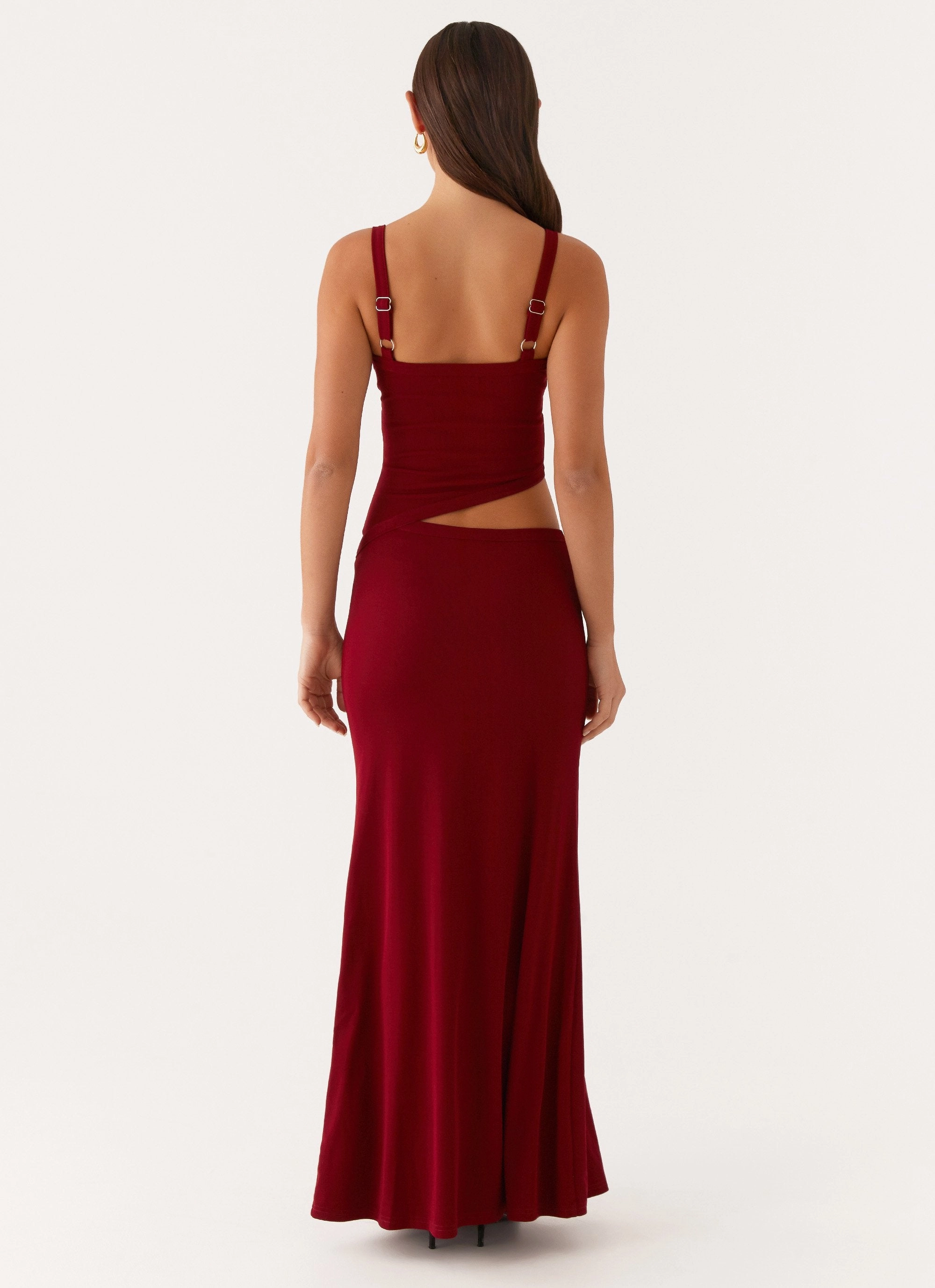 High low hem Shine Soft Jocelyn Maxi Dress - Maroon