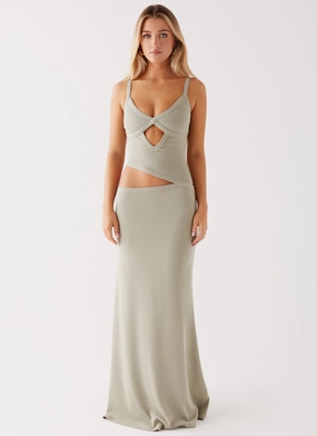 Smart Waistband Fit Breathable Design Jocelyn Maxi Dress - Sage