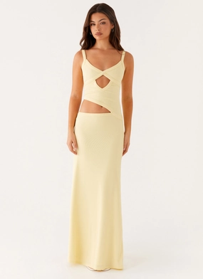 Jocelyn Maxi Dress - Yellow Sapphire Blue Jocelyn Maxi Dress - Yellow Luxe Wear Smooth Motion