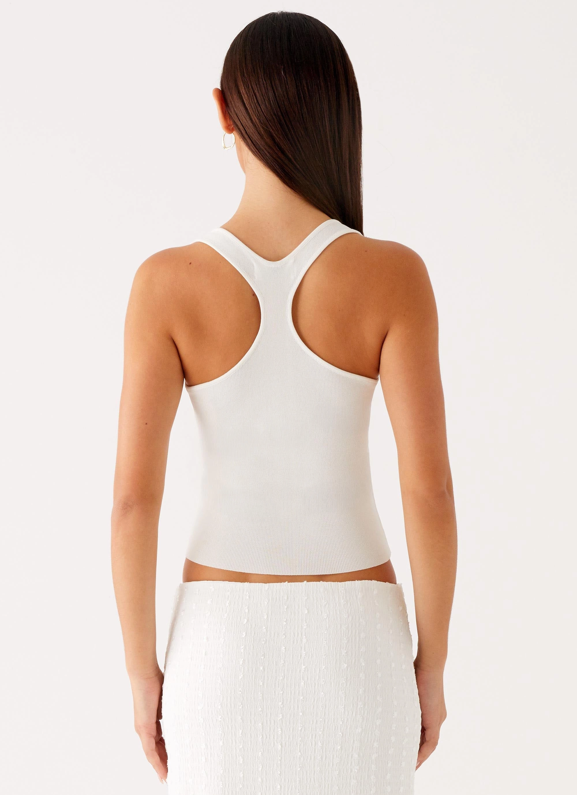 DropShoulderConstruction Johanna Knit Top - White